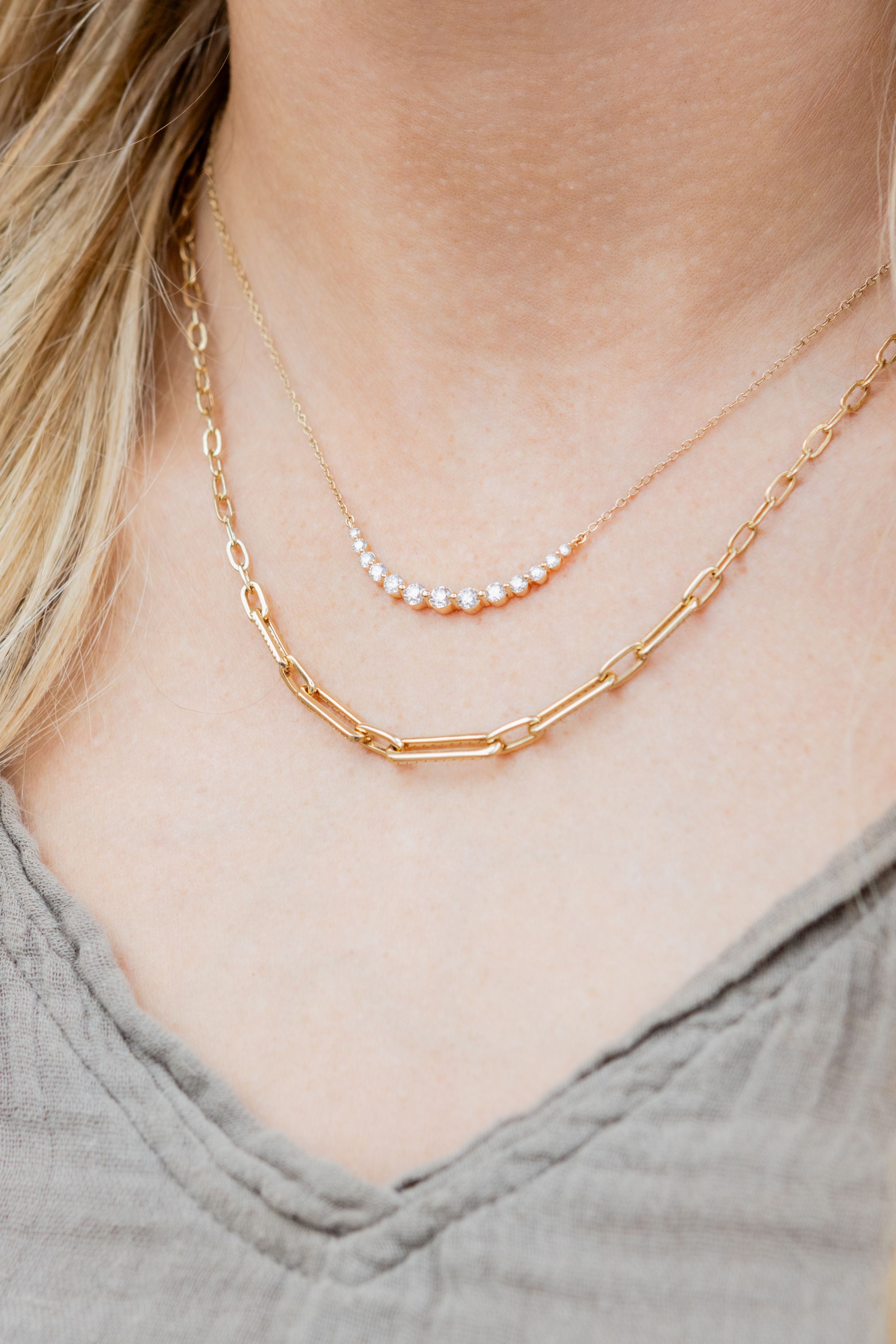 Diamond Paperclip Chain Necklace in 14K Yellow Gold