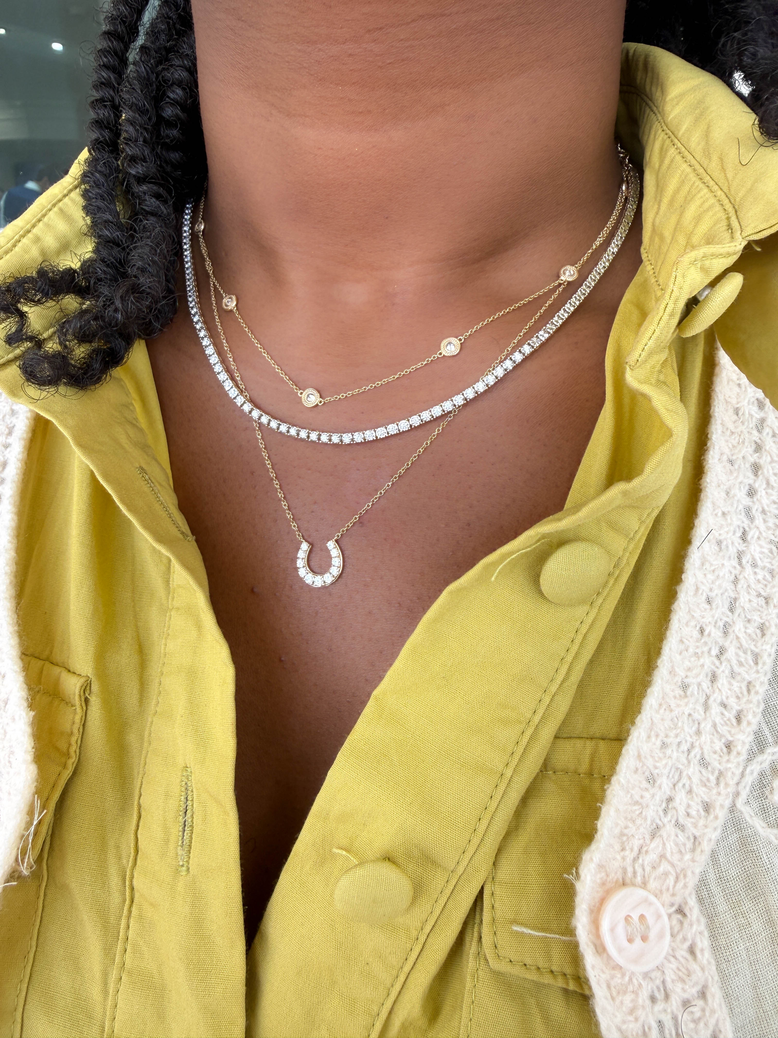 Diamond Tennis Necklace in 14K White Gold, 0.95CT