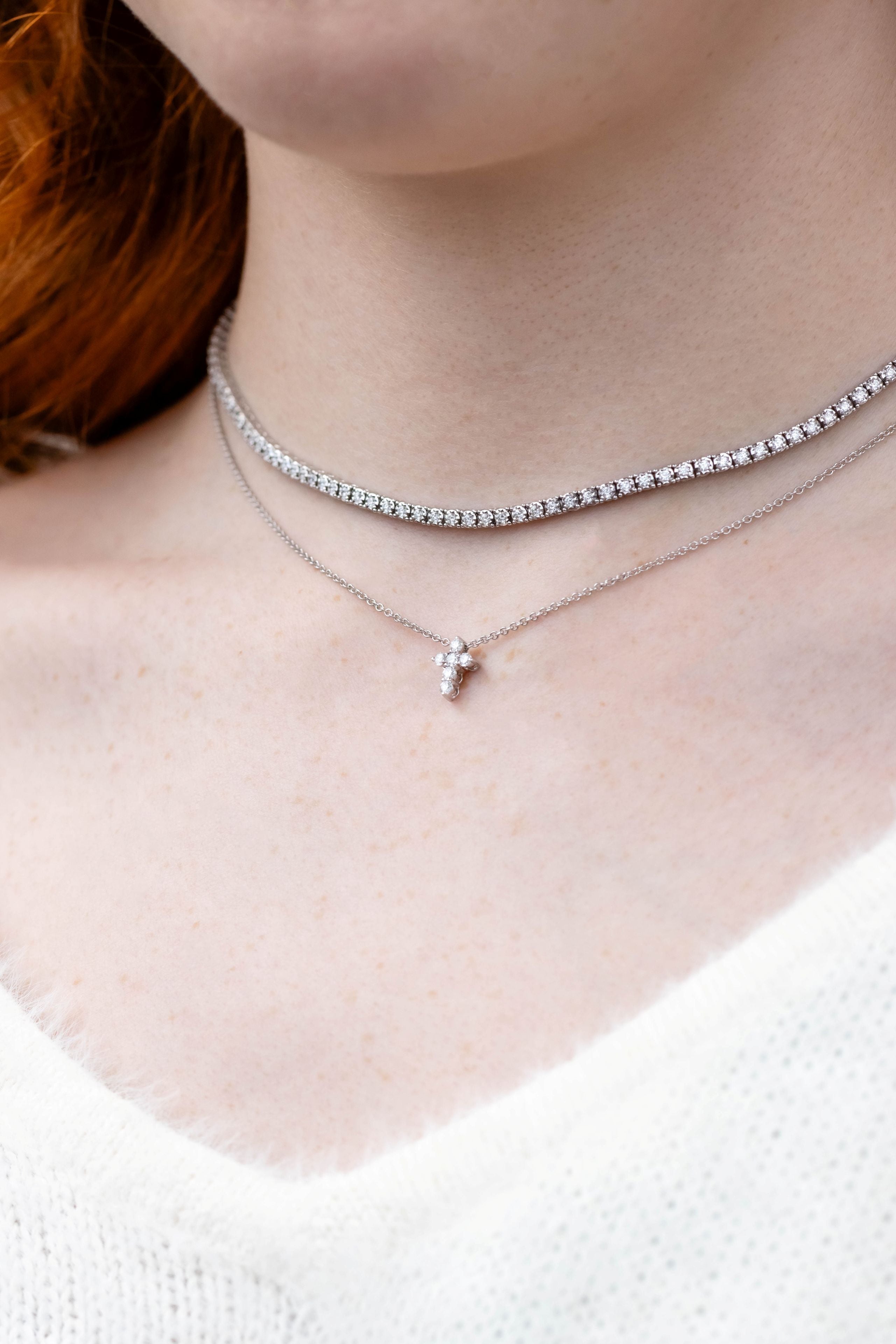 Diamond Cross 0.25CT Pendant Necklace in 14K White Gold