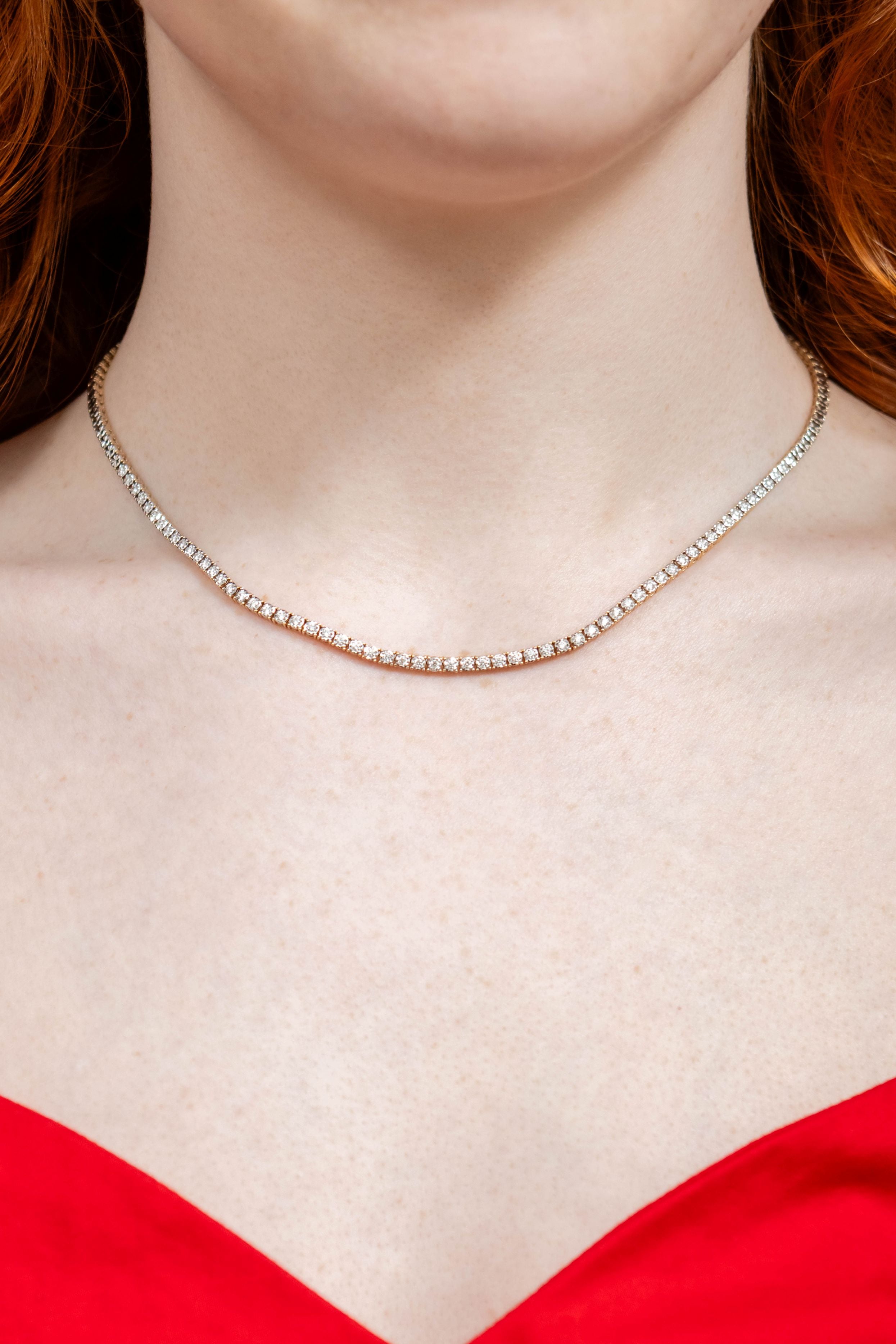 Diamond Tennis Necklace in 14K Yellow Gold, 0.95CT