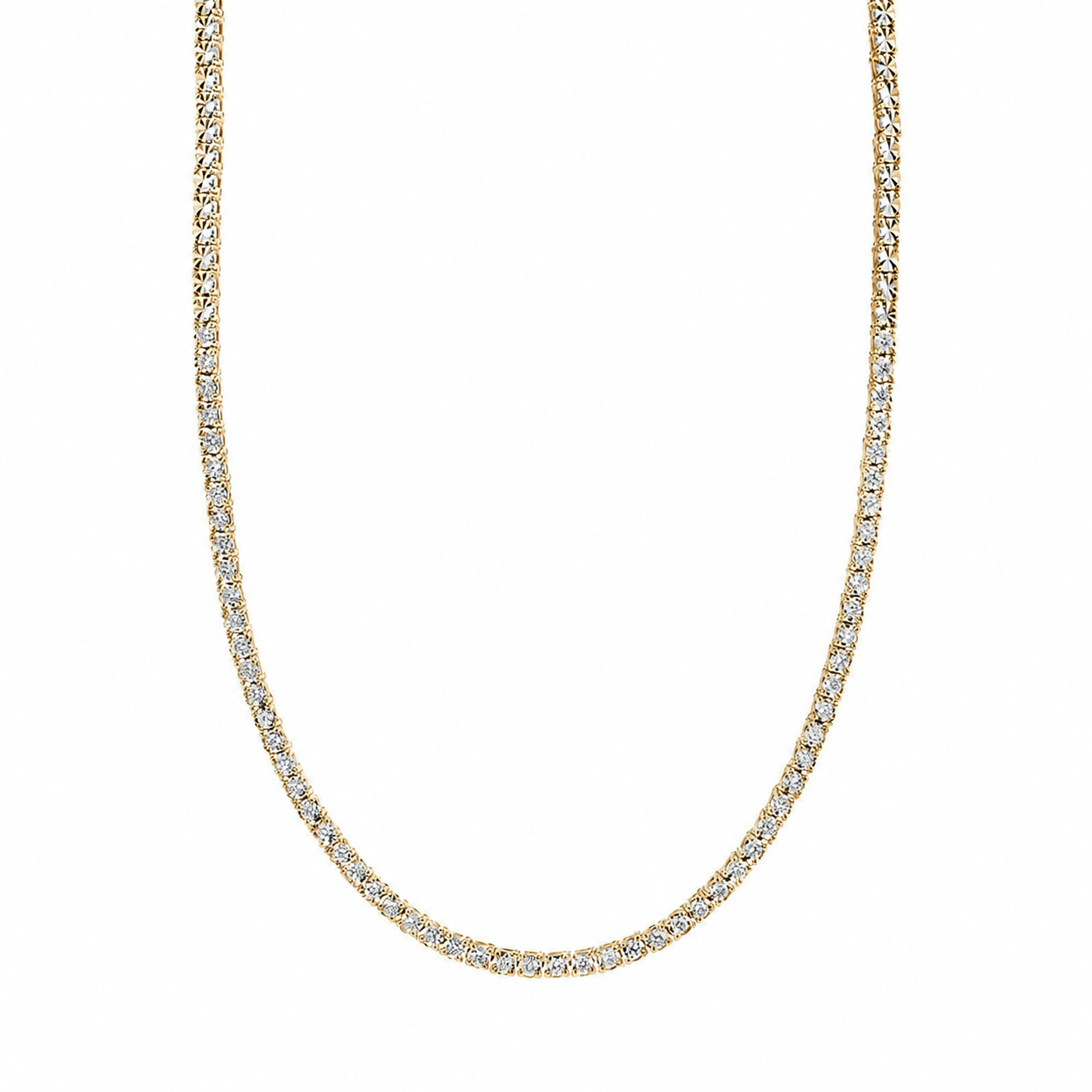 Diamond Tennis Necklace in 14K Yellow Gold, 0.95CT