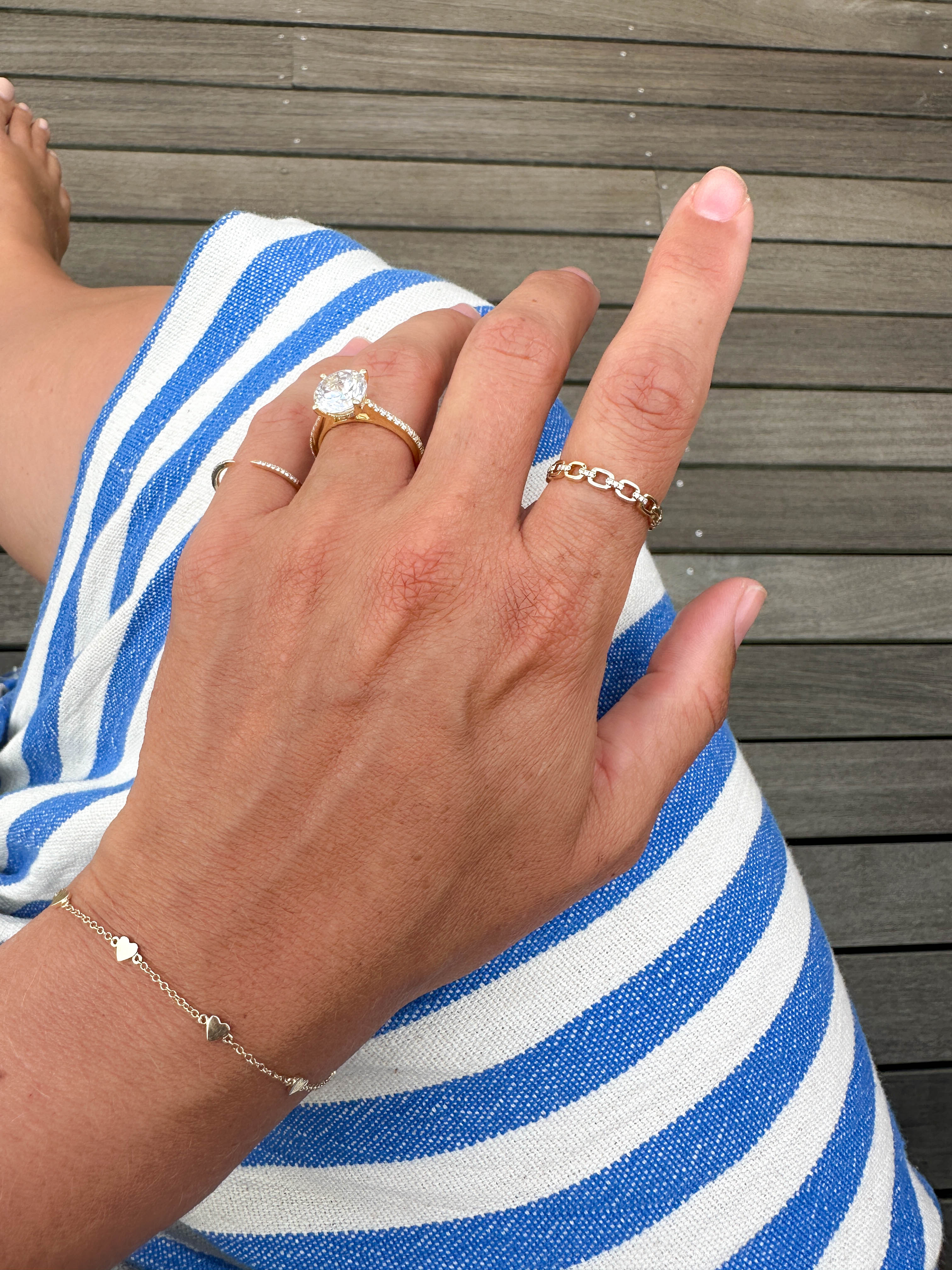 Diamond Link Ring in 14K Yellow Gold, Size 6