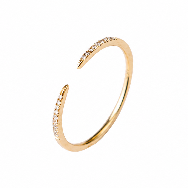 Diamond Cuff Ring in 14K Yellow Gold, Size 8