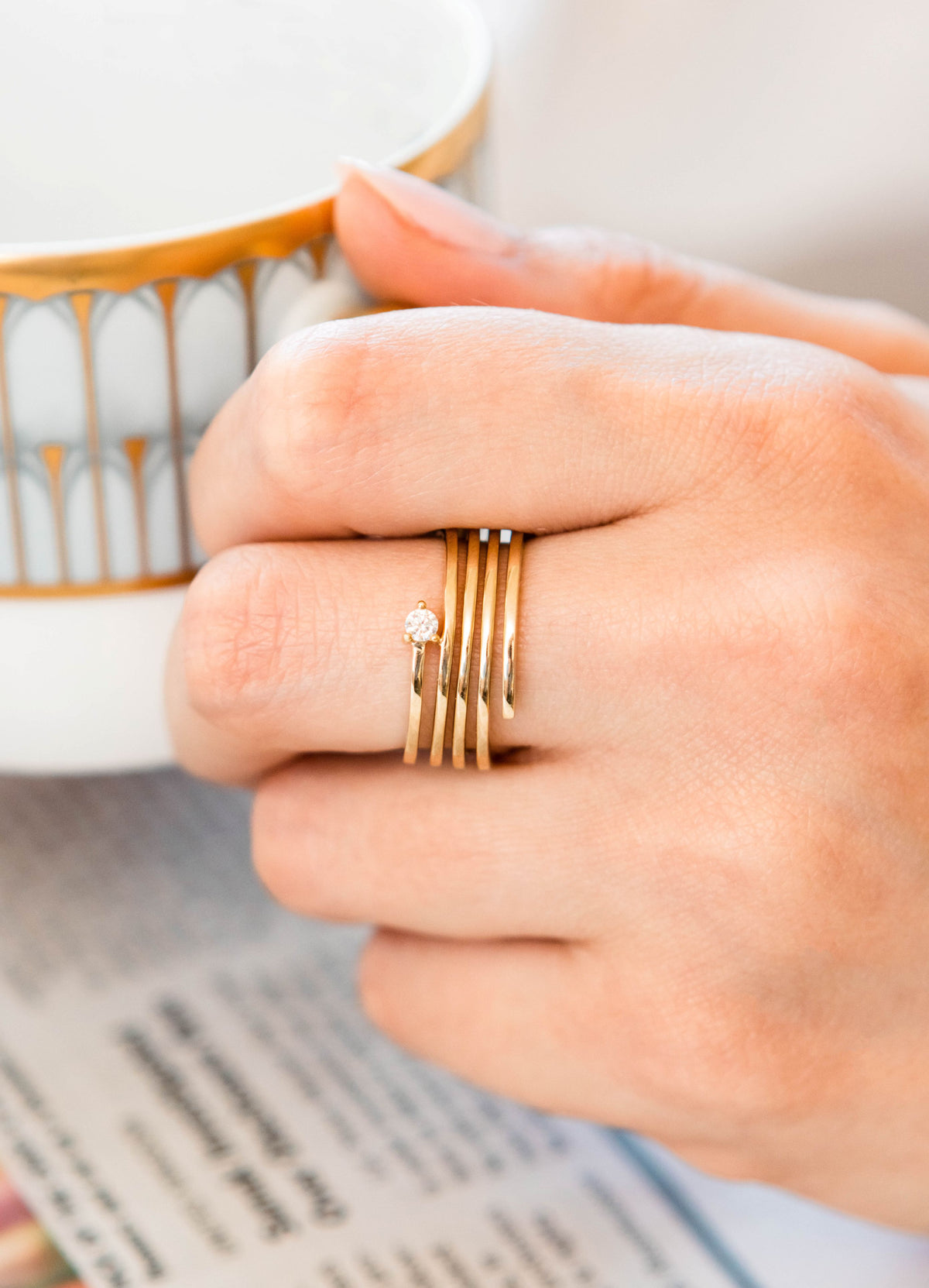 Diamond Coil Ring in 14K Yellow Gold, Size 6