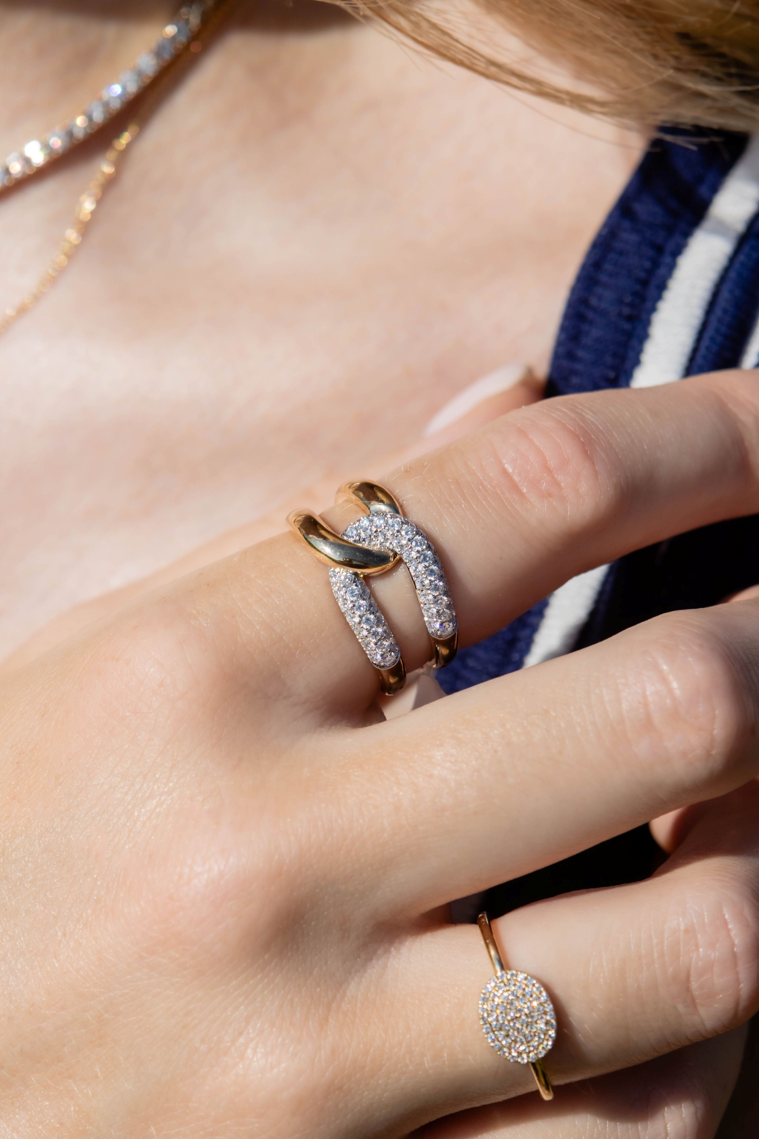 Diamond Pave Oval Ring in 14K Yellow Gold, Size 6