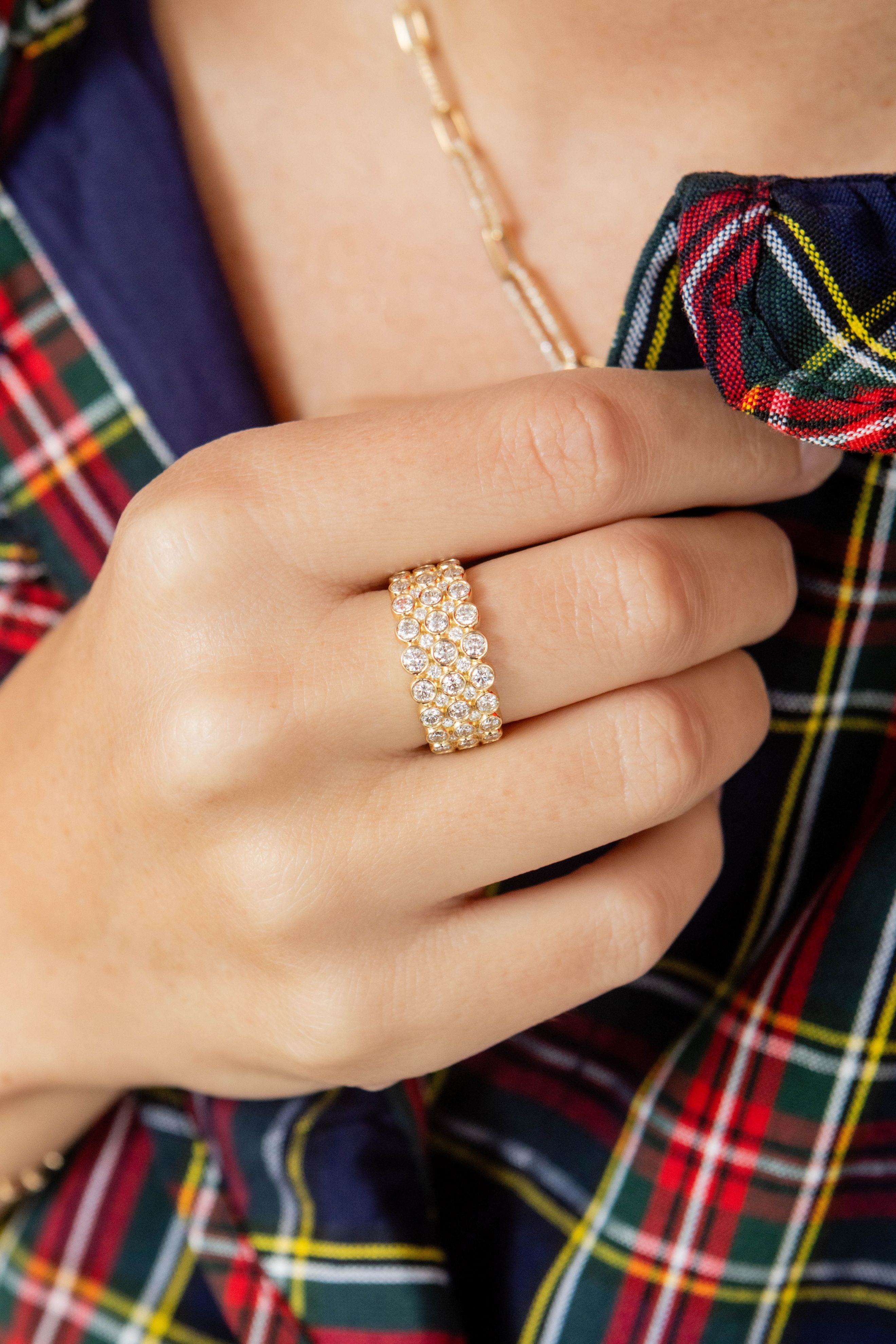 Bezel Set Diamond Cluster Ring in 14K Yellow Gold, Size 7
