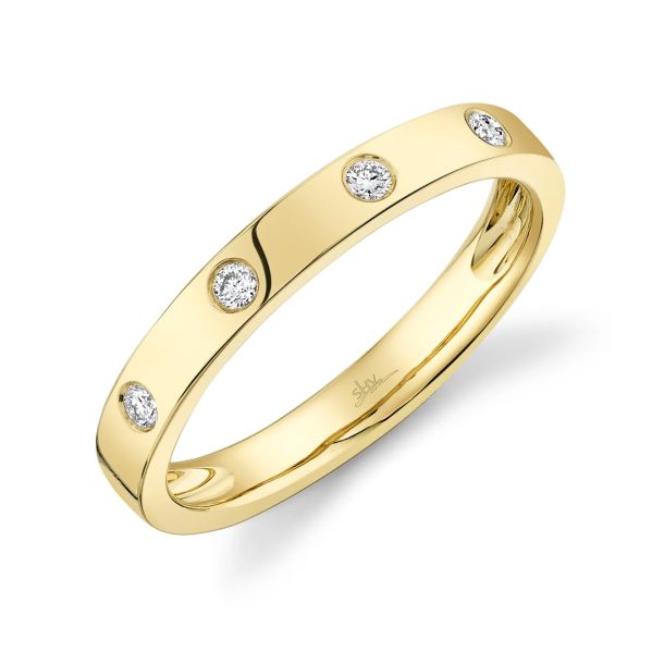 Flush Set 5 Diamond Band in 14K Yellow Gold, Size 6.5