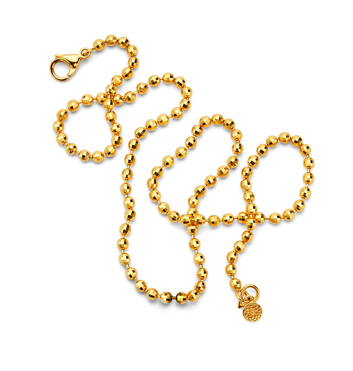 Buddha Mama 3MM Disco Ball Chain Necklace in 20K Yellow Gold