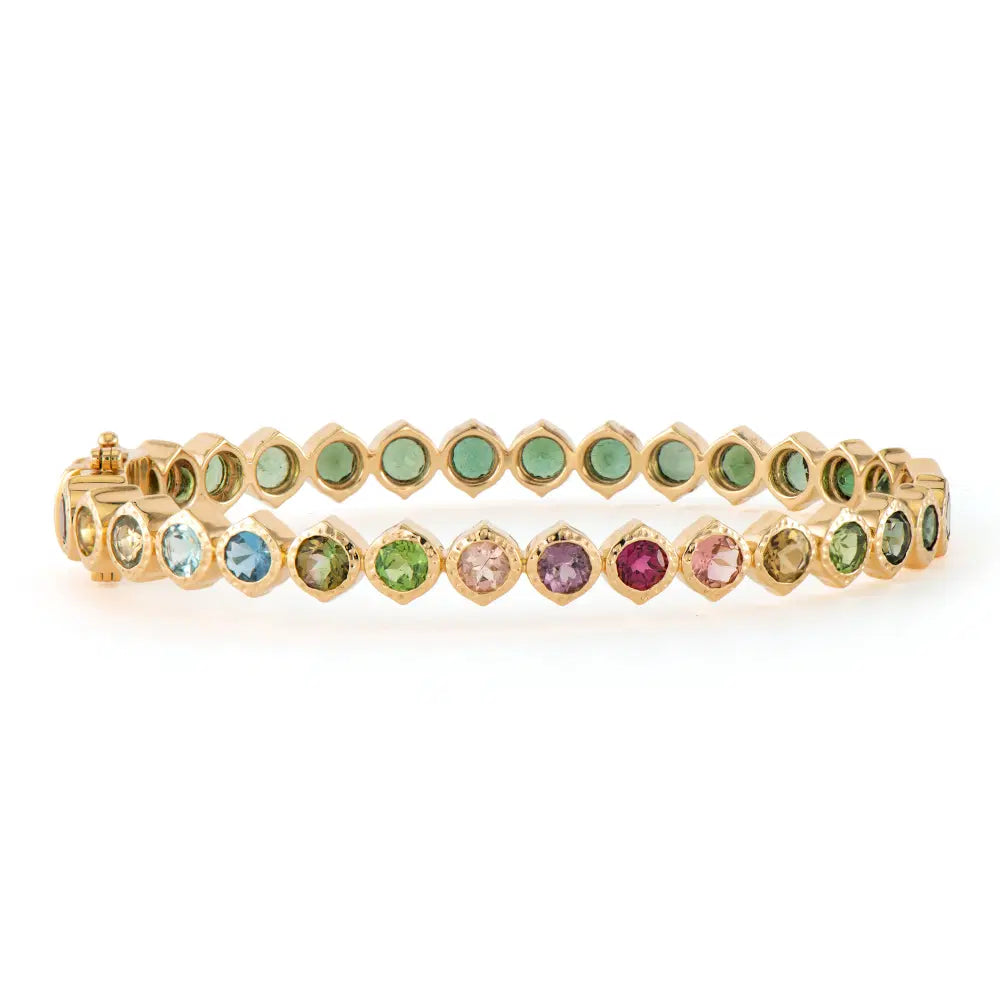 Three Stories Wish on a Star Tourmaline Eternity Bangle in 14K Yellow Gold