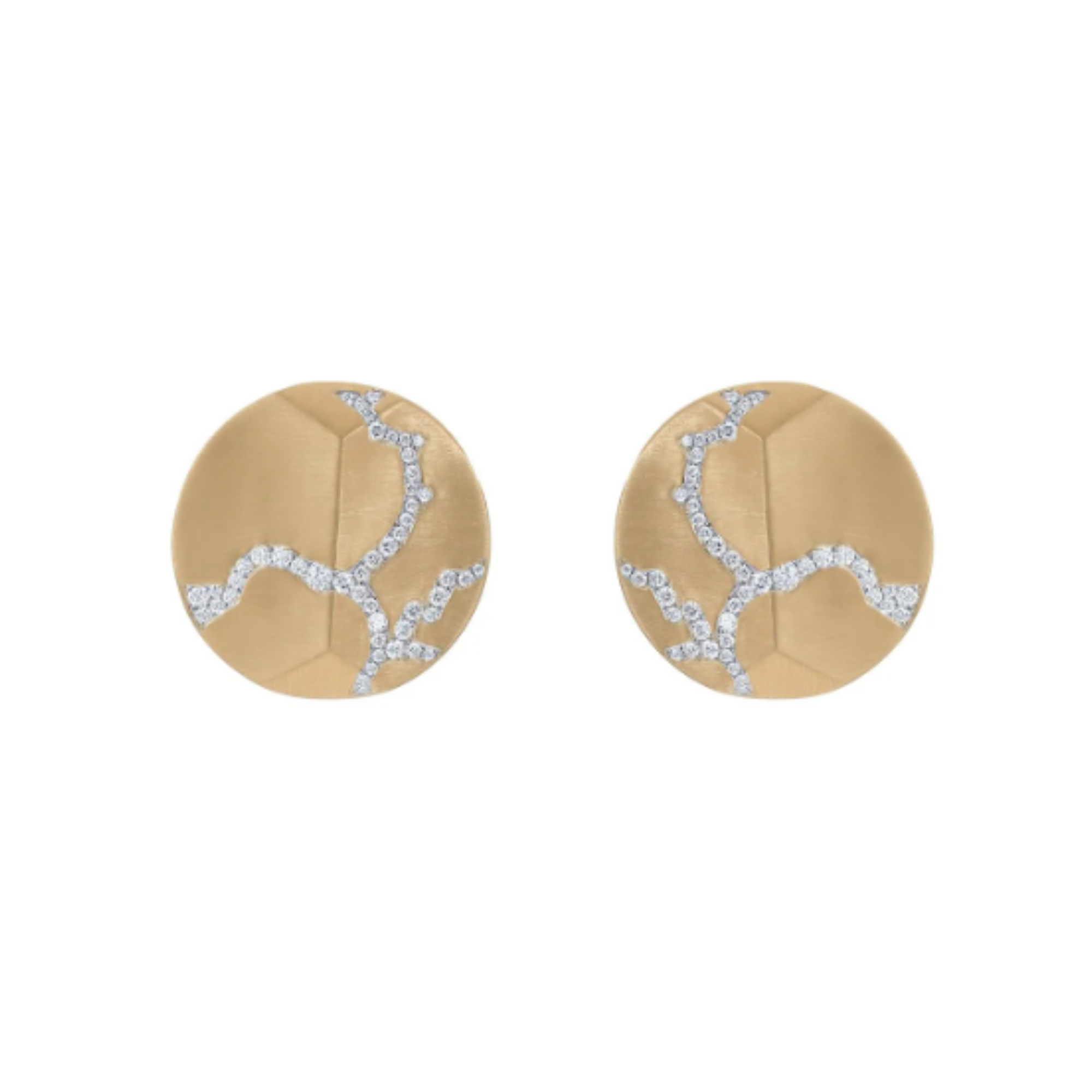 Arunashi Kintsugi Diamond Button Earrings in 18K Yellow Gold