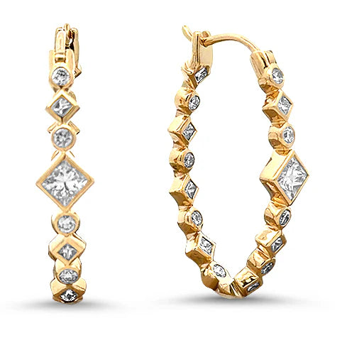 Erica Courtney Mary Marquise Hoop Earrings in 18K Yellow Gold