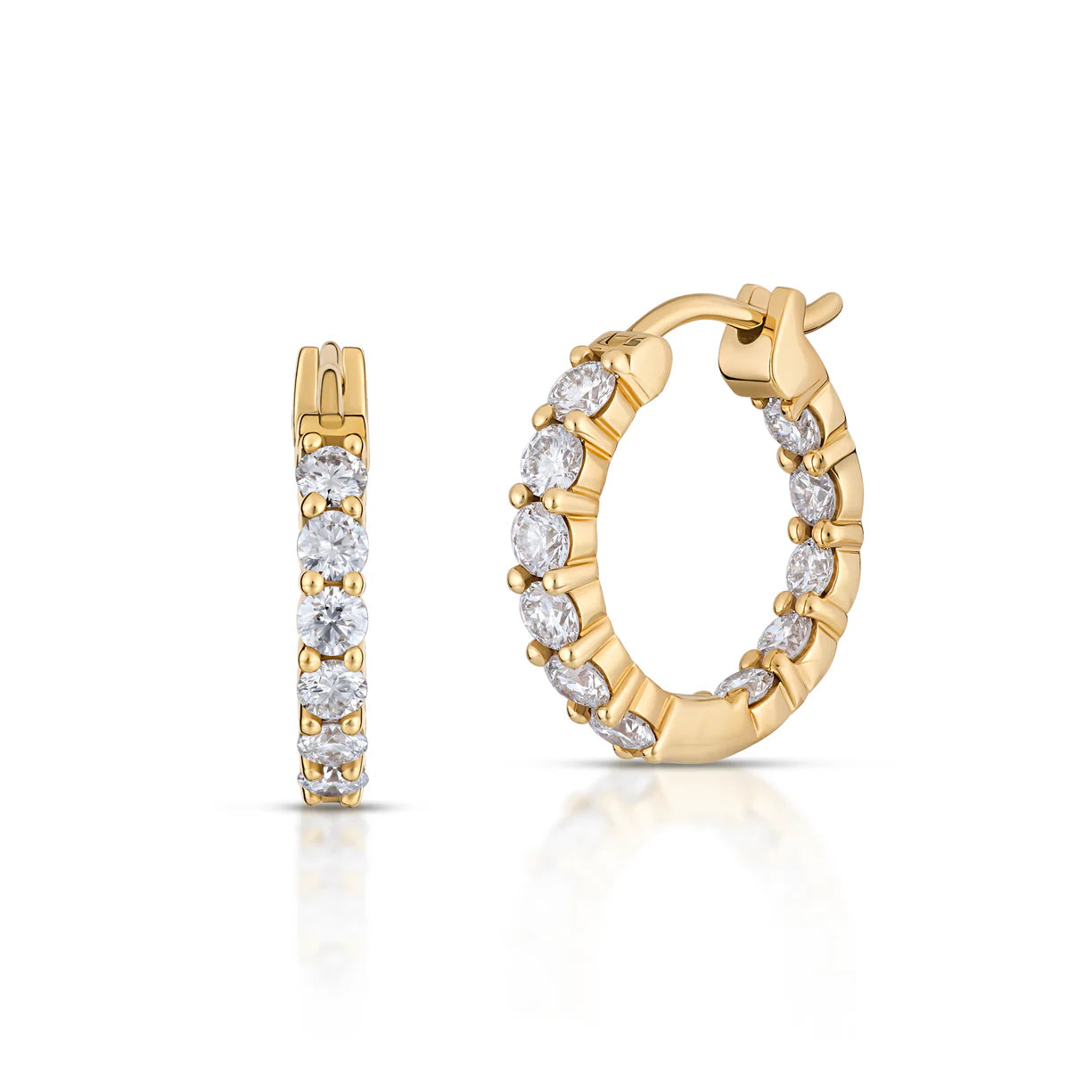 Erica Courtney Prong Inside Outside Huggie Hoop Earrings in 18K Yellow Gold