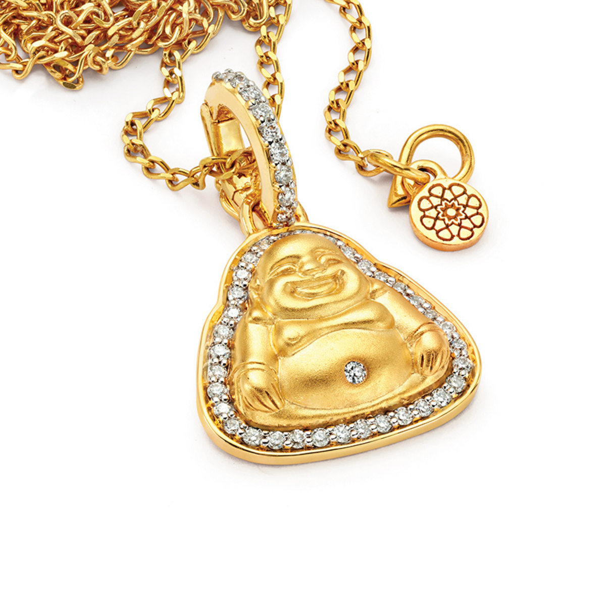 Buddha Mama Baby Diamond Buddha Pendant in 20K Yellow Gold