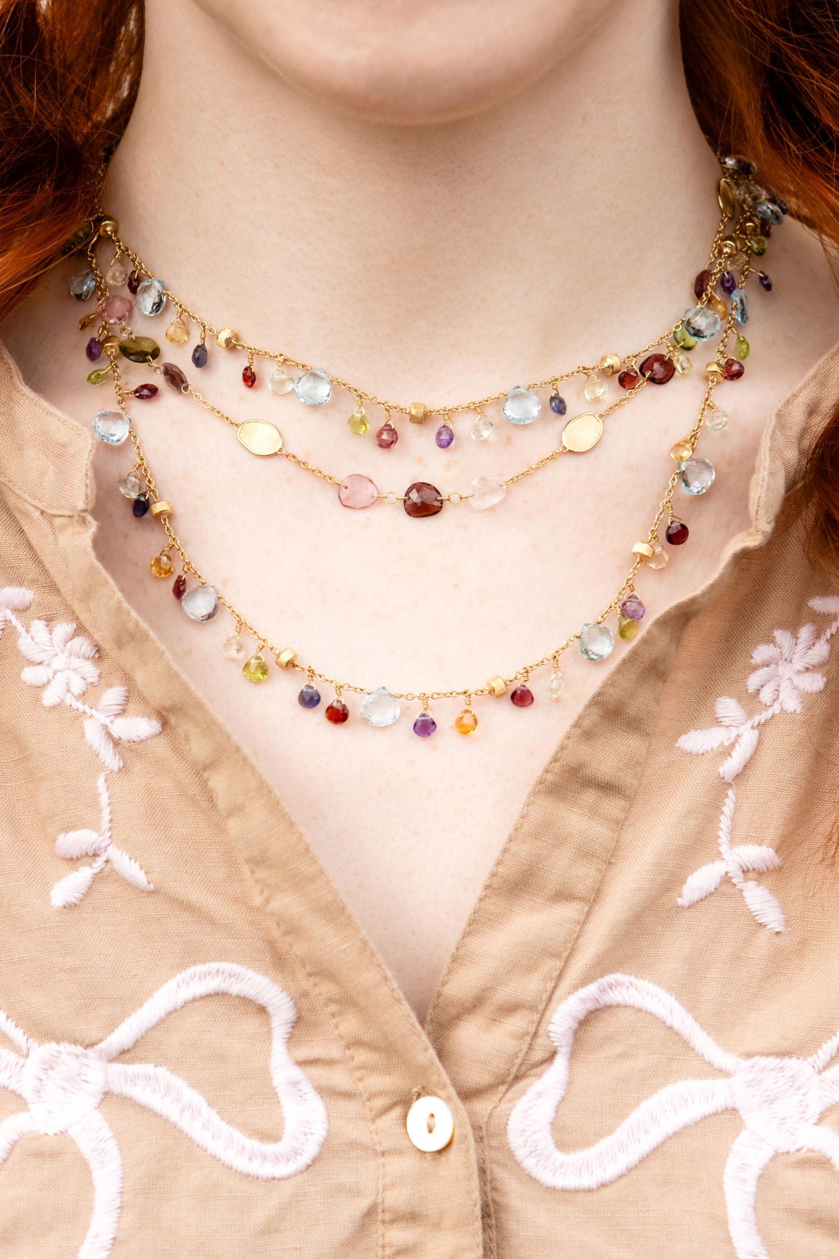 Marco Bicego Multi Tourmaline Collar Necklace in 18K Yellow Gold
