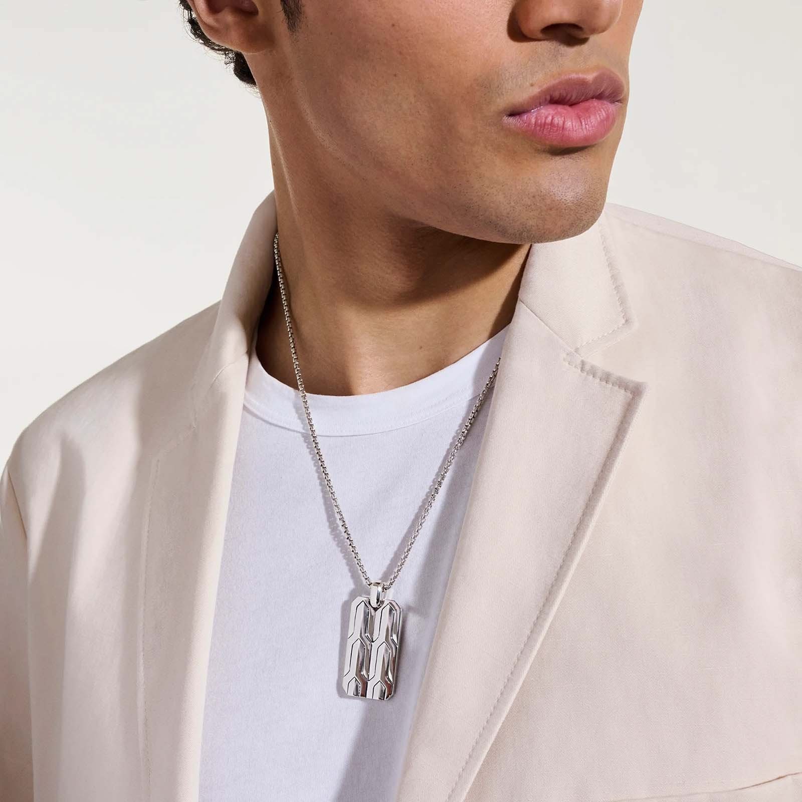 John Hardy Men's Tag Pendant Box Chain Necklace