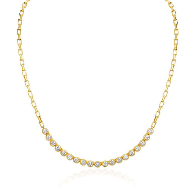Gumuchian Bezel Moonlight Bar Necklace in 18K Yellow Gold, 2.28CT