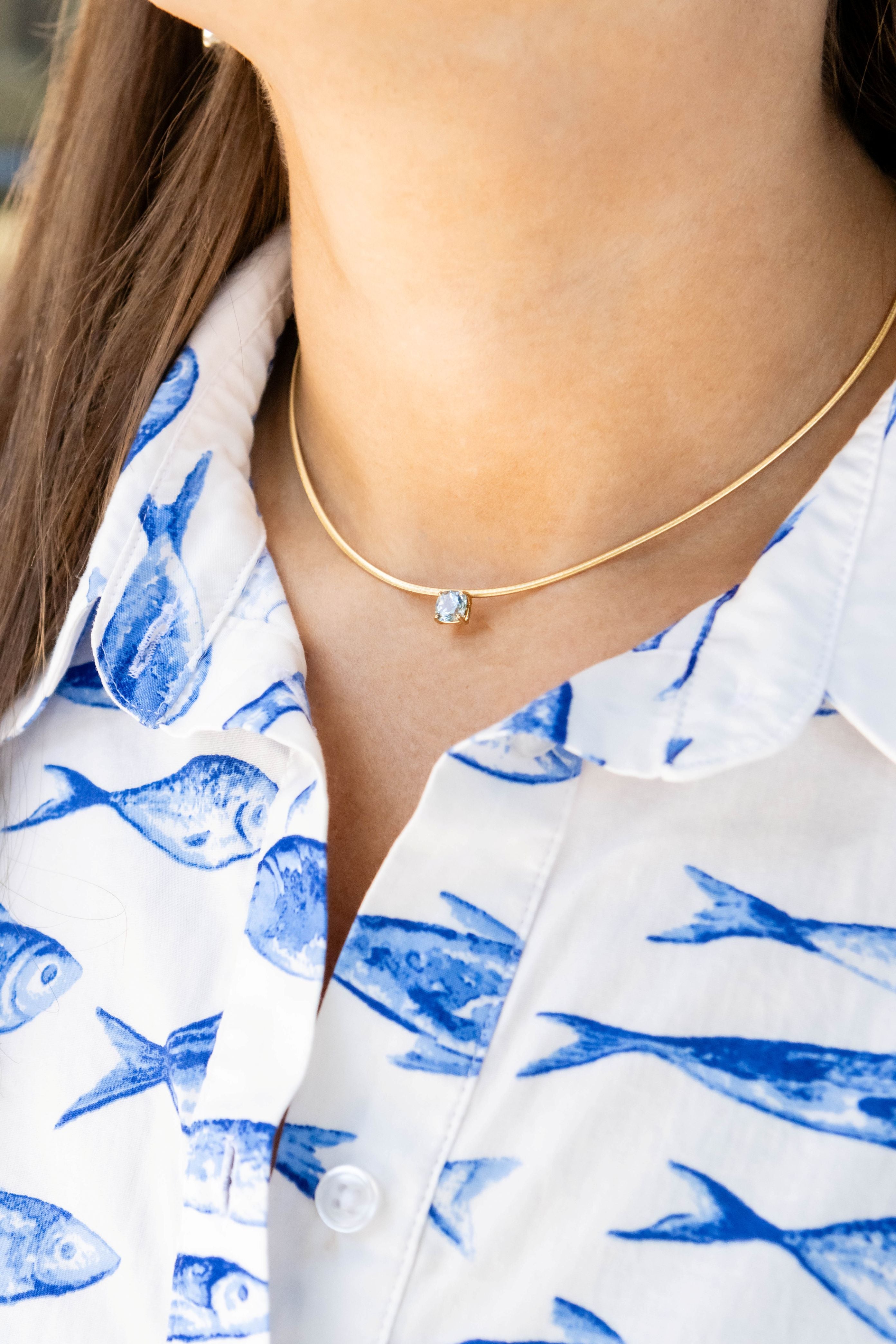 Marco Bicego Masai Aquamarine Coil Gemstone Necklace in 18K Yellow Gold