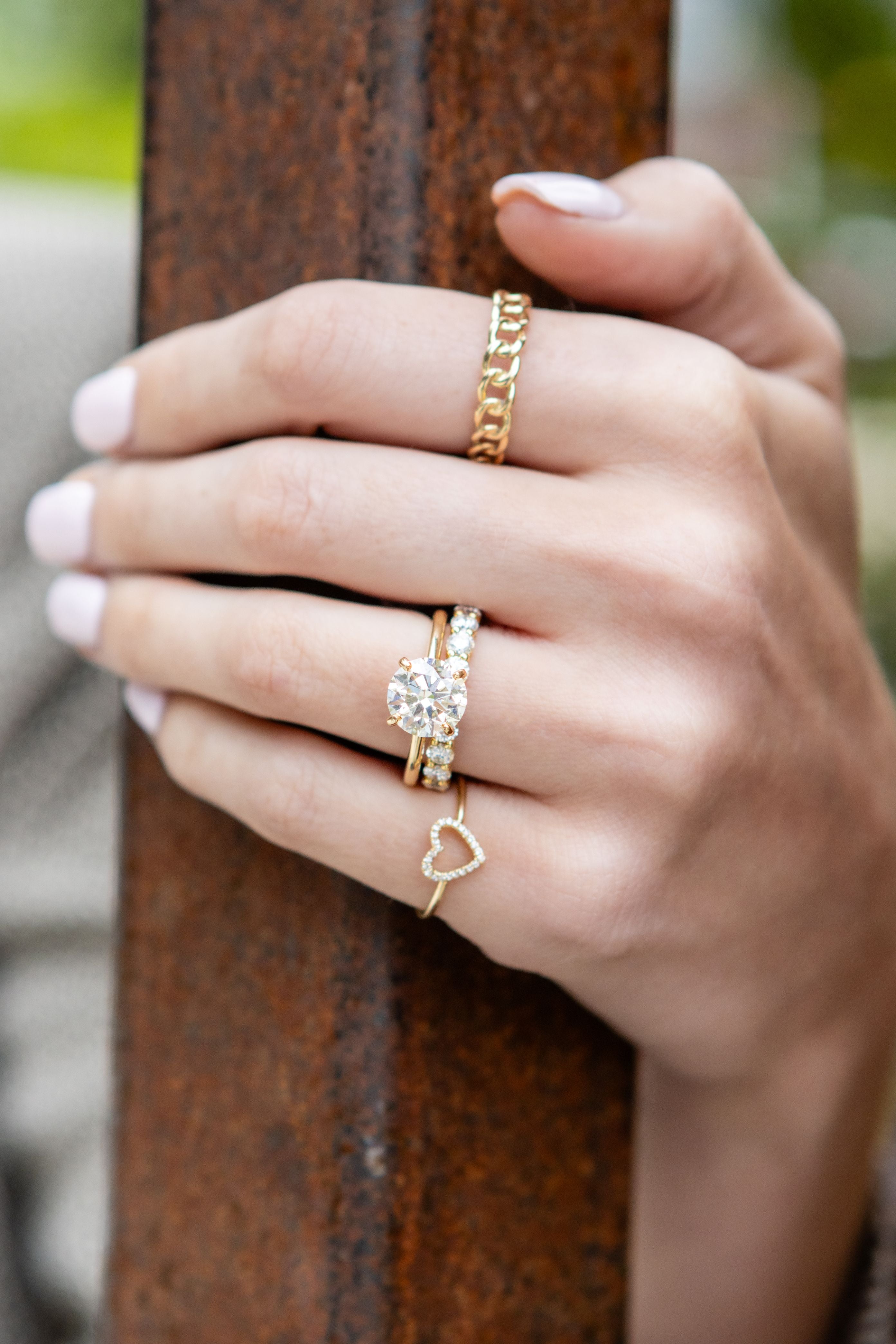 Diamond Open Heart Ring in 14K Yellow Gold, Size 5
