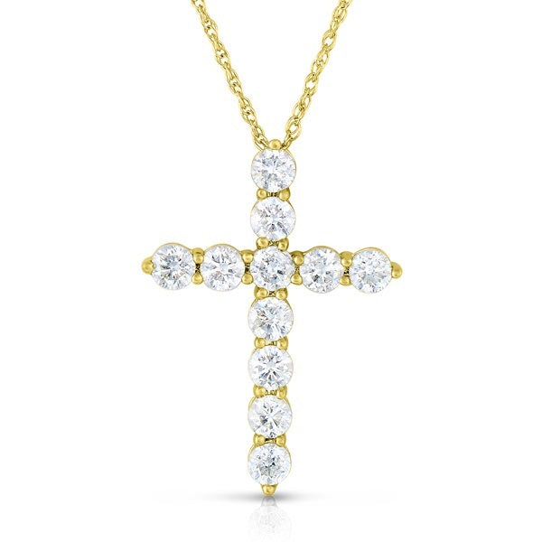 Round Diamond Cross 0.50CT Pendant Necklace in 14K White Gold