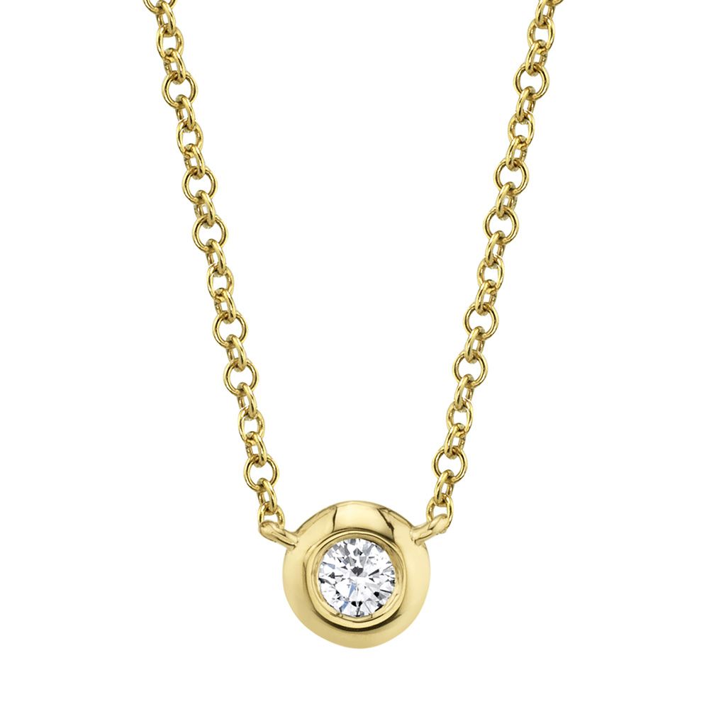 Bezel Set 0.05CT Diamond Station Necklace in 14K Yellow Gold