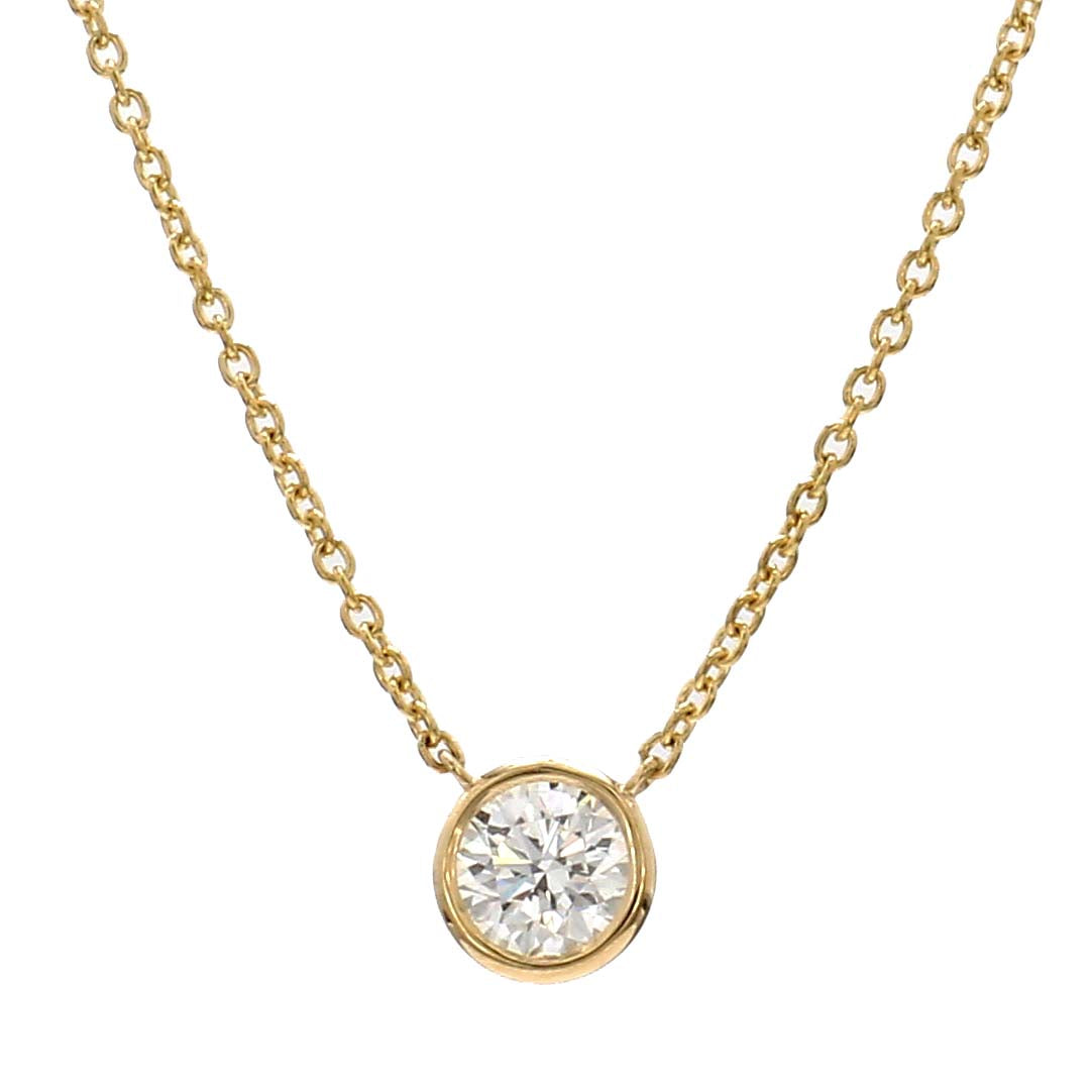 Solitaire Bezel Set Diamond Pendant Necklace in 14K Yellow Gold, 0.35CT