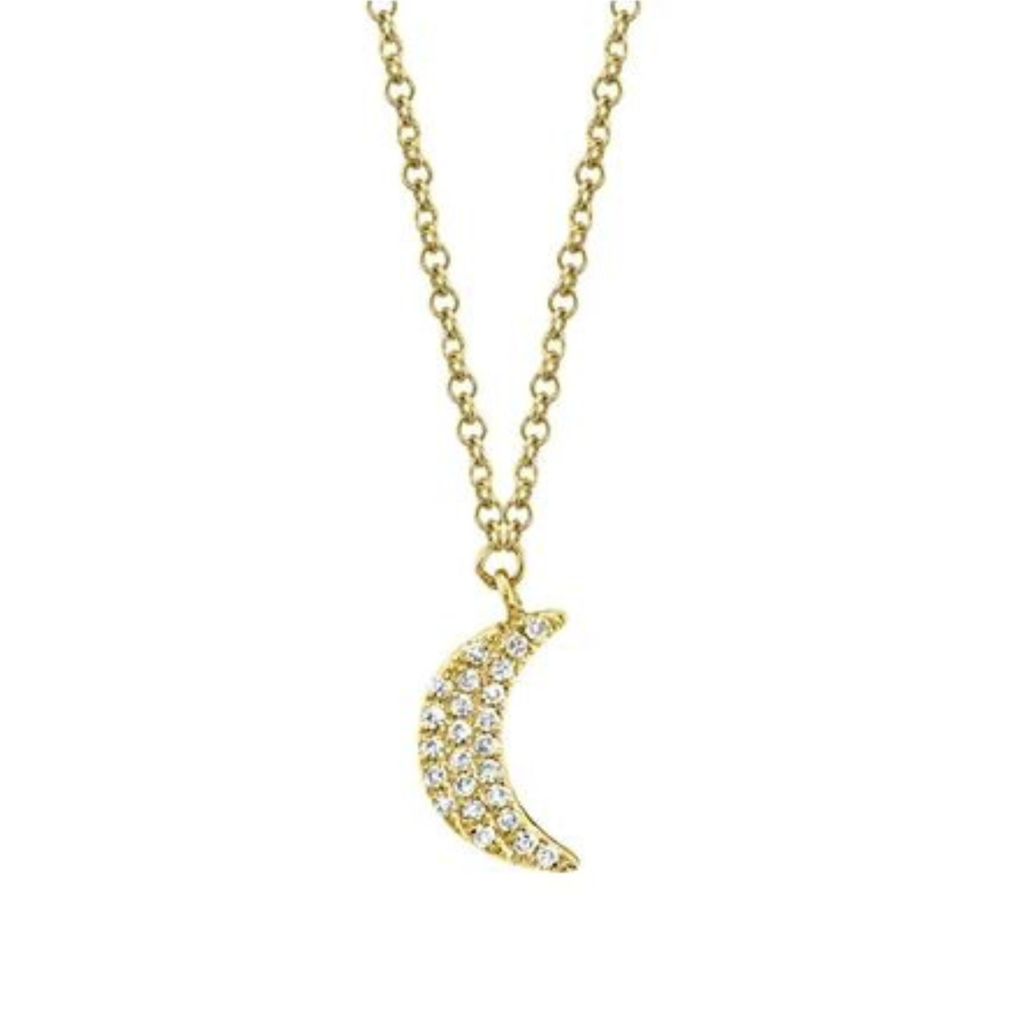 Diamond Crescent Moon Pendant Necklace in 14K Yellow Gold