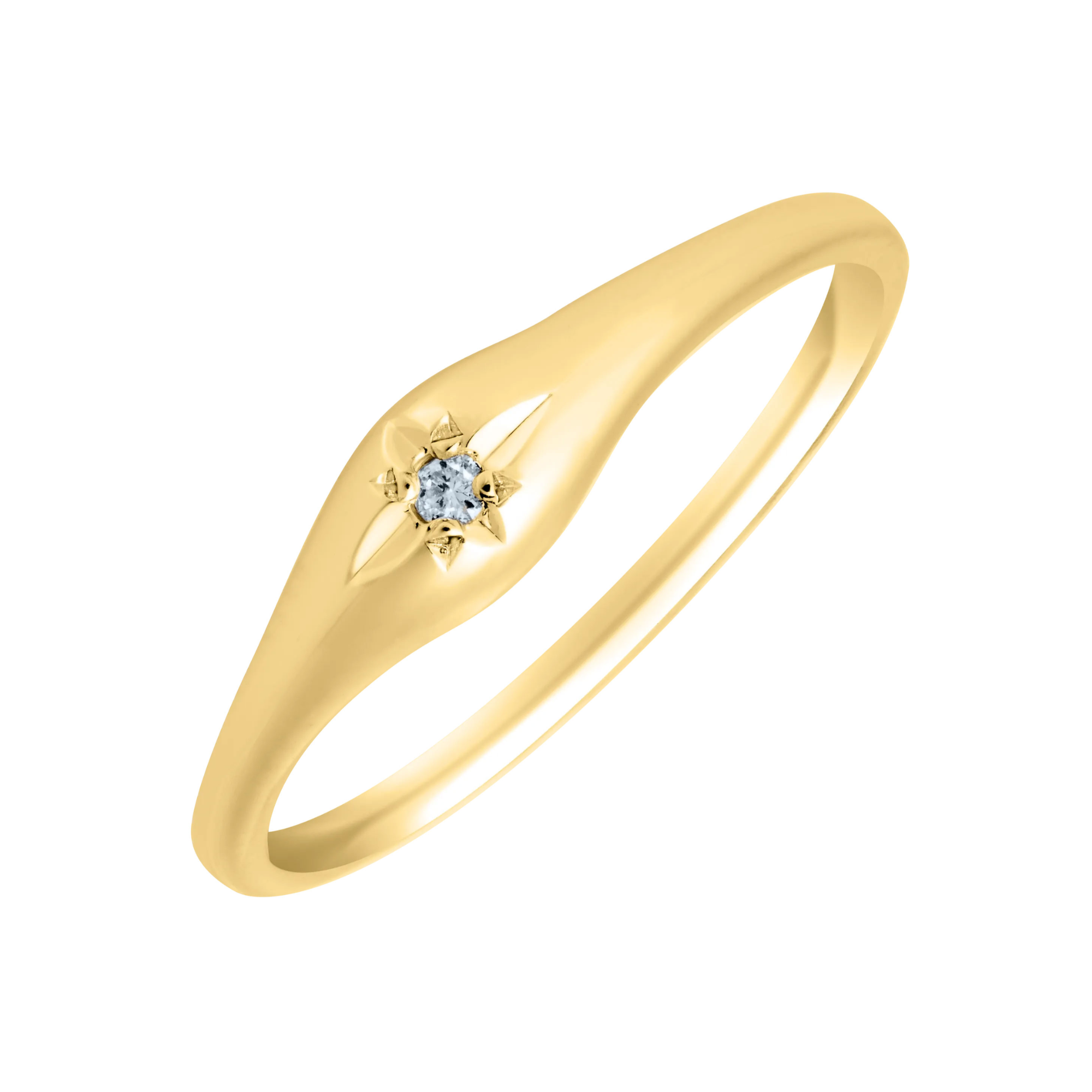 Children's Diamond Star Signet Ring in 14K Yellow Gold, Size 4