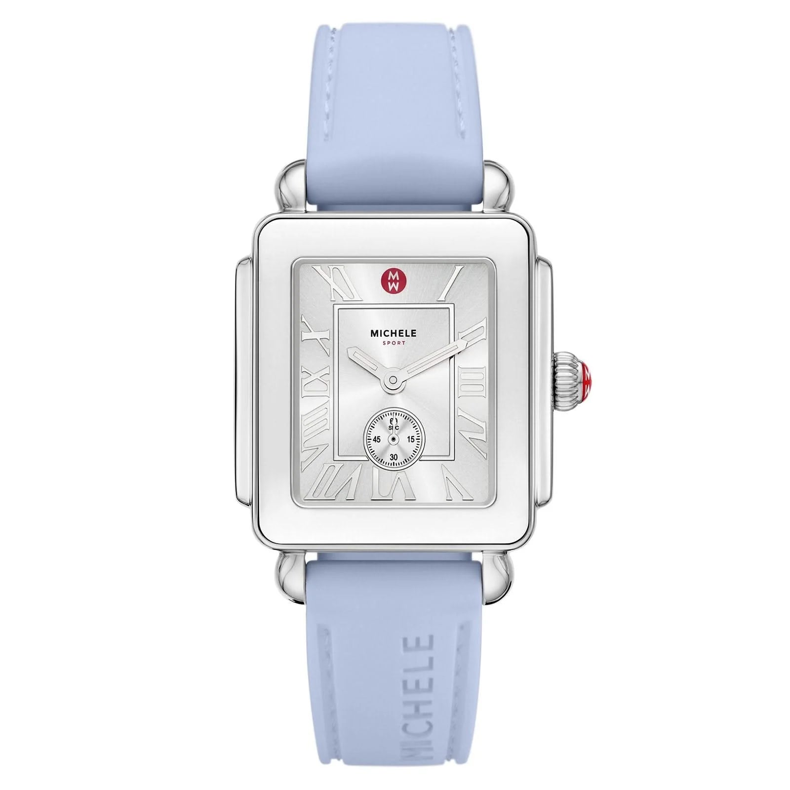 Michele Deco Sport Stainless Steel Light Blue Silicone Watch, 31MM