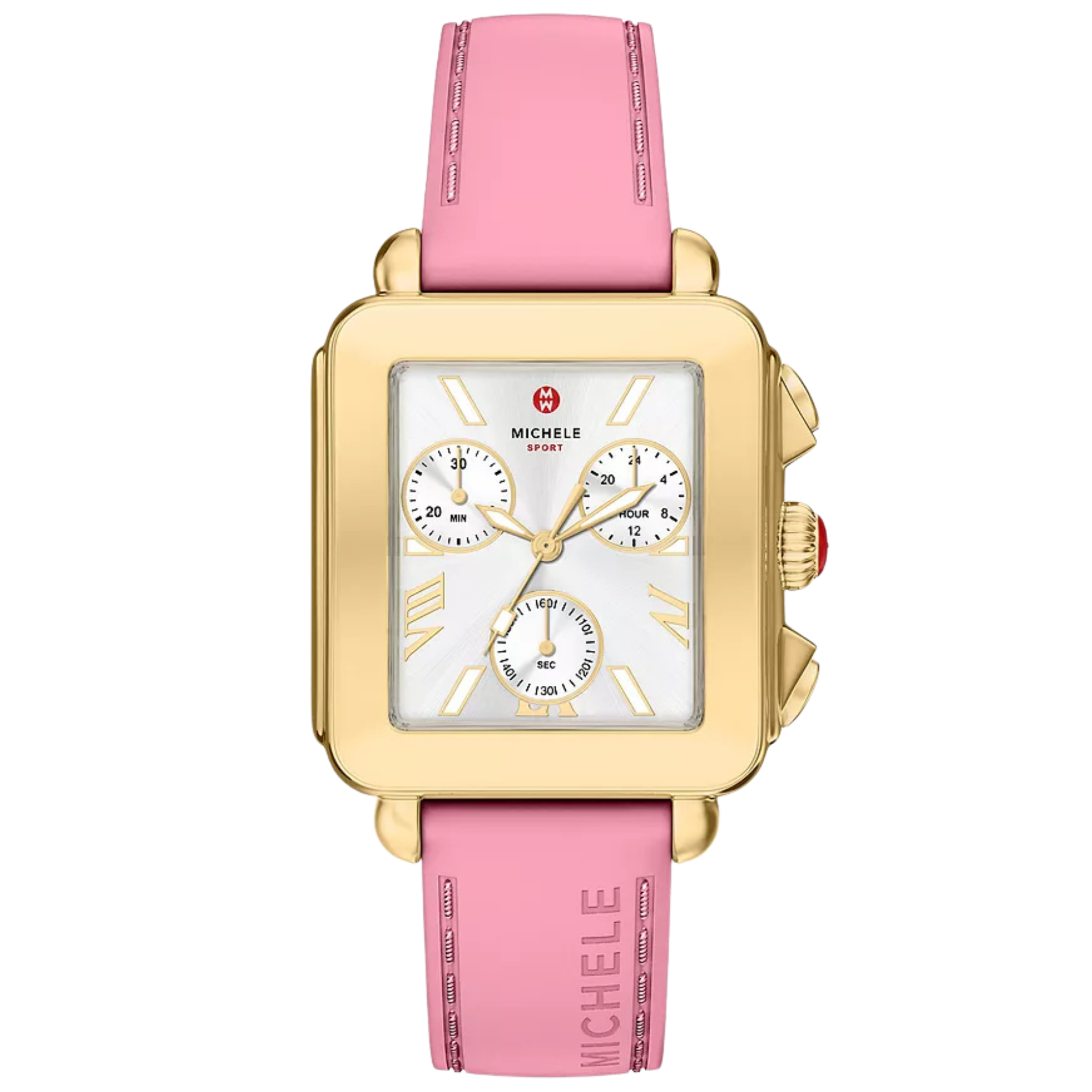 Michele Deco Sport Two-Tone Pink Silicone Watch, 36MM