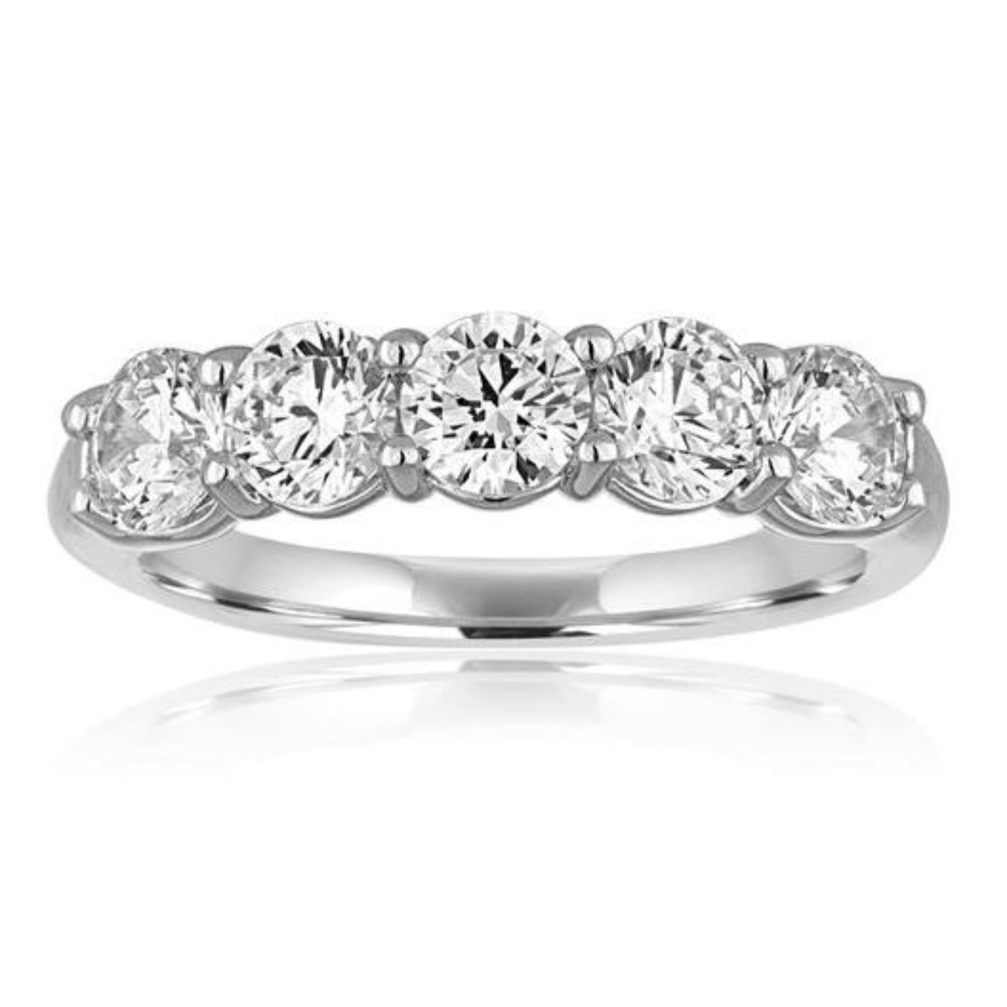 5 Across Shared Prong 1.00CT Diamond Band in 14K White Gold, Size 6