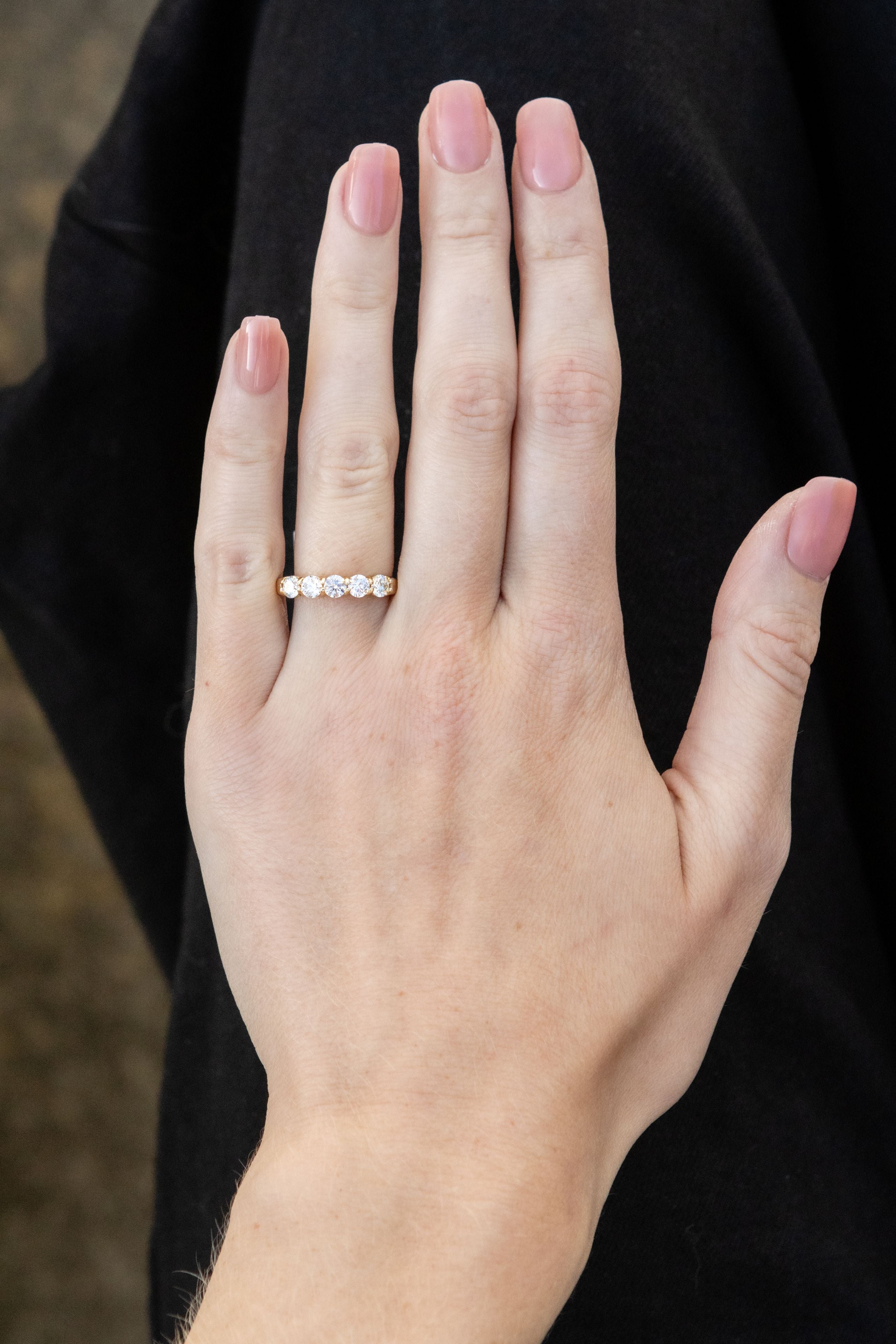 5 Across Shared Prong 1.00CT Diamond Band in 14K Yellow Gold, Size 6