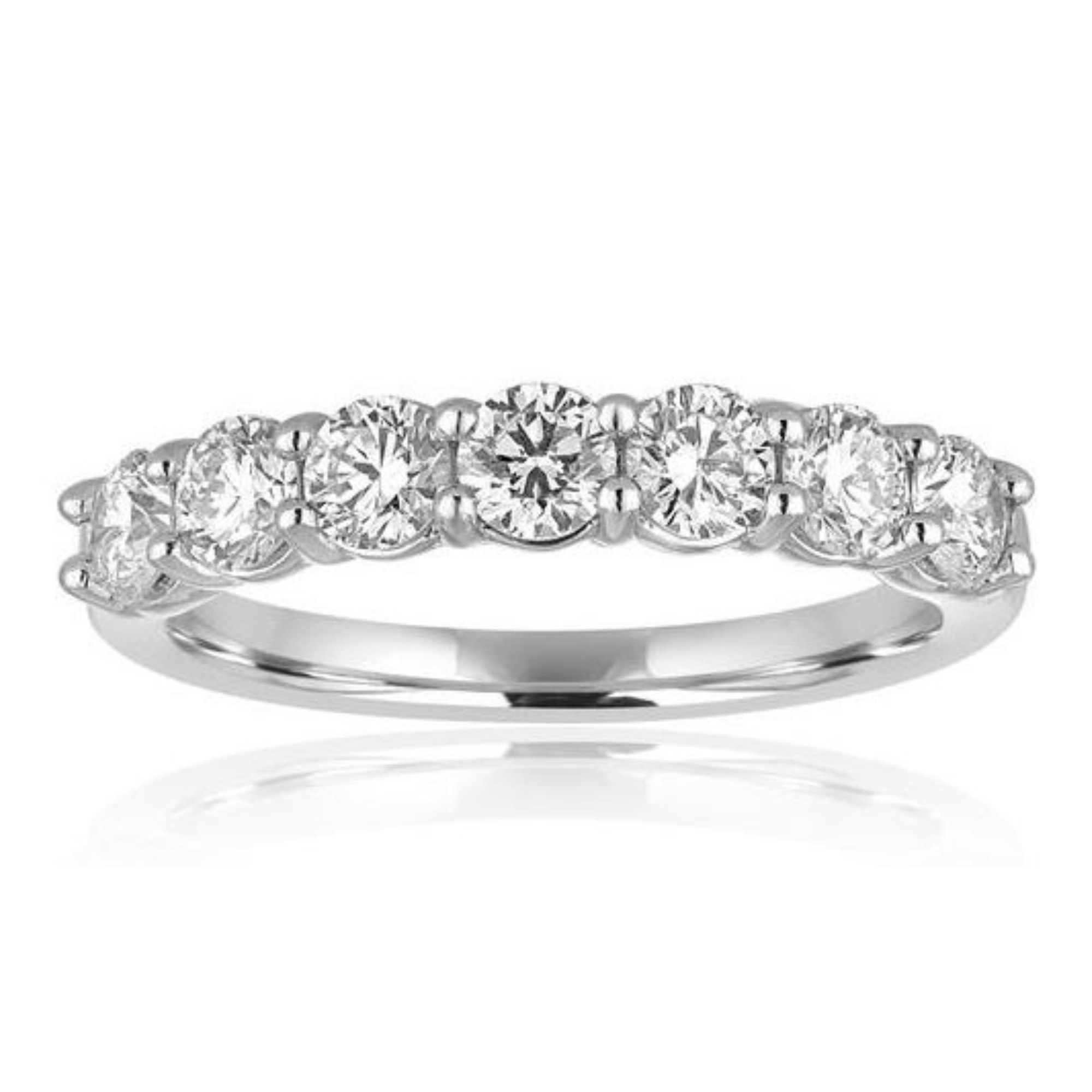 7 Across Shared Prong 0.75CT Diamond Band in 14K White Gold, Size 6