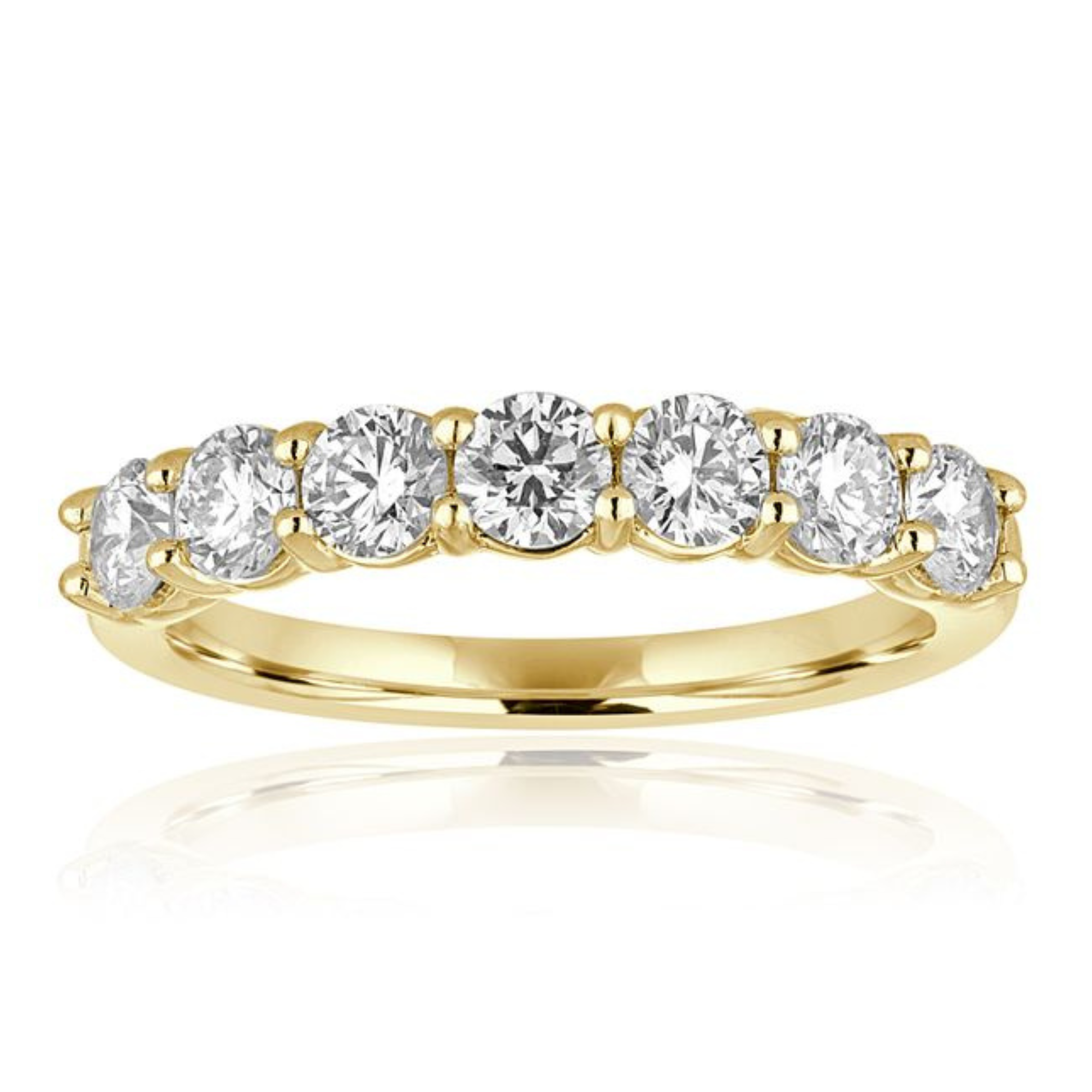 7 Across Shared Prong 0.50CT Diamond Band in 14K Yellow Gold, Size 6