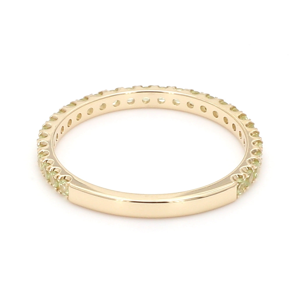 Peridot Pave Ring in 14K Yellow Gold, Size 6.5