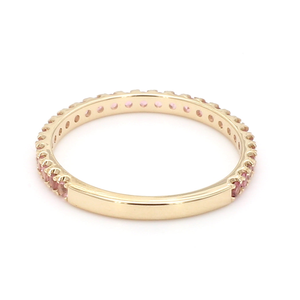Pink Tourmaline Pave Ring in 14K Yellow Gold, Size 6.5