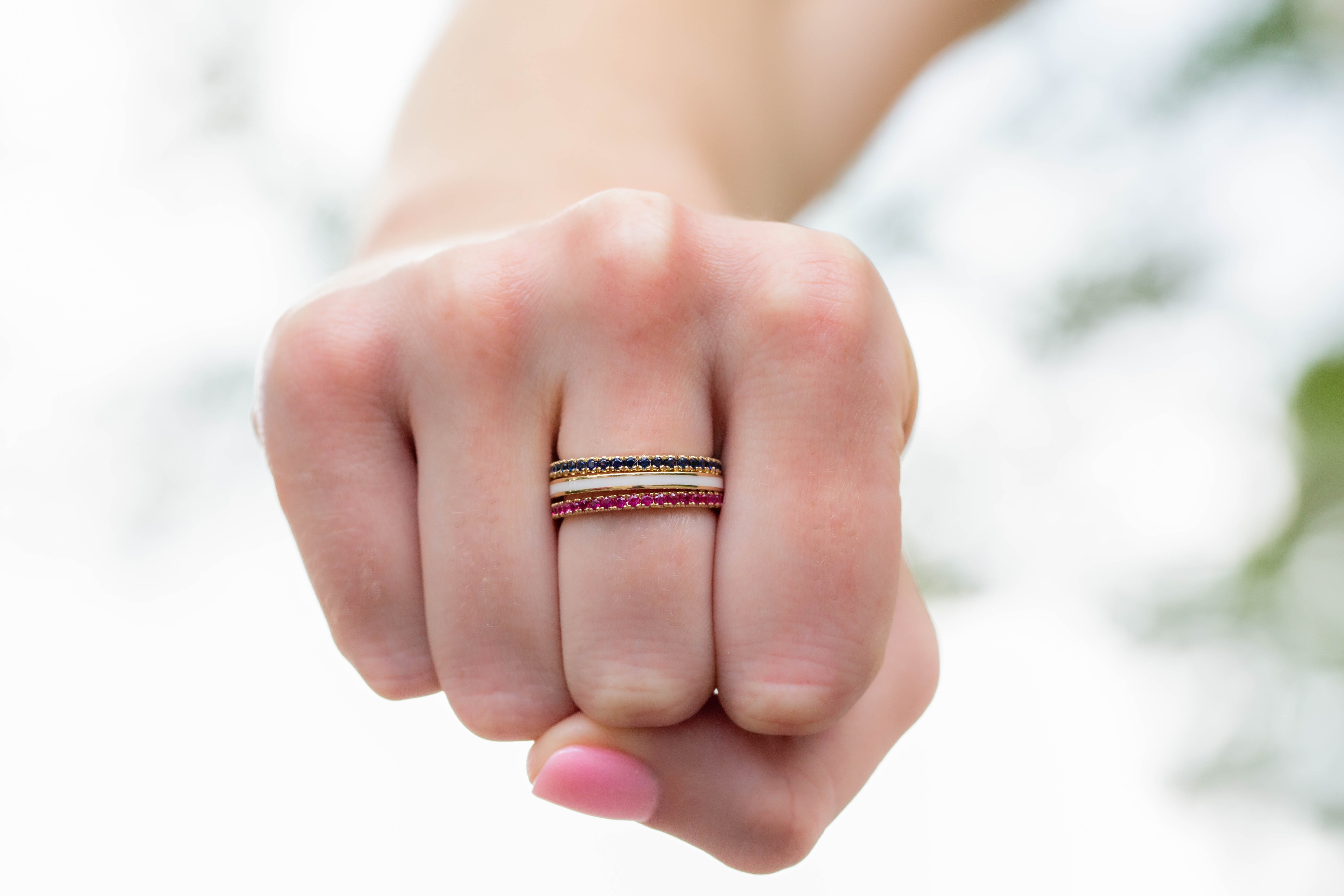 Ruby Pave Ring in 14K White Gold, Size 6.5