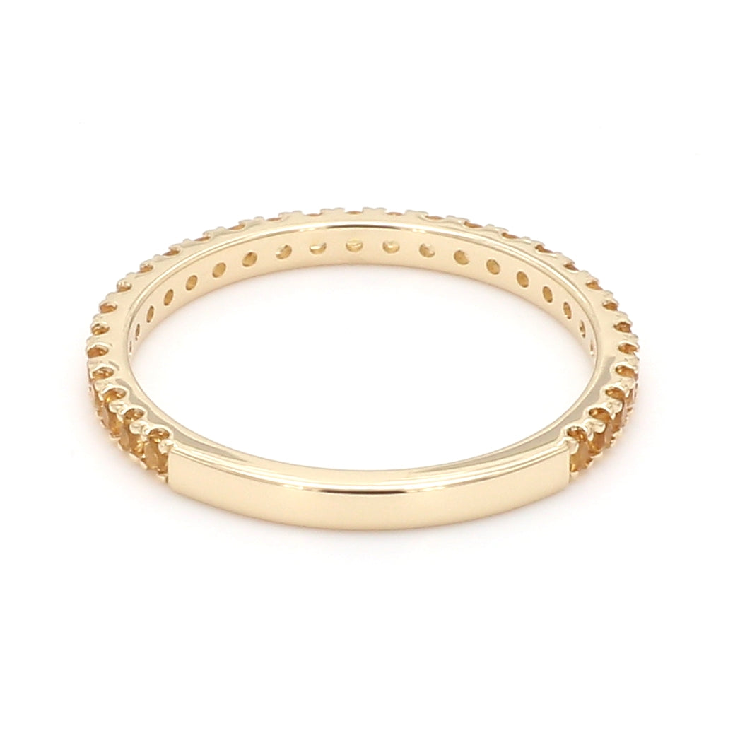 Citrine Pave Ring in 14K Yellow Gold, Size 6.5