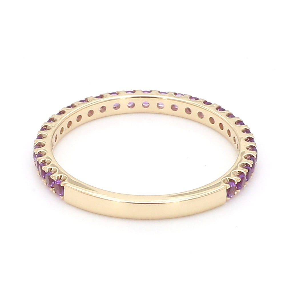 Amethyst Pave Ring in 14K Yellow Gold, Size 6.5