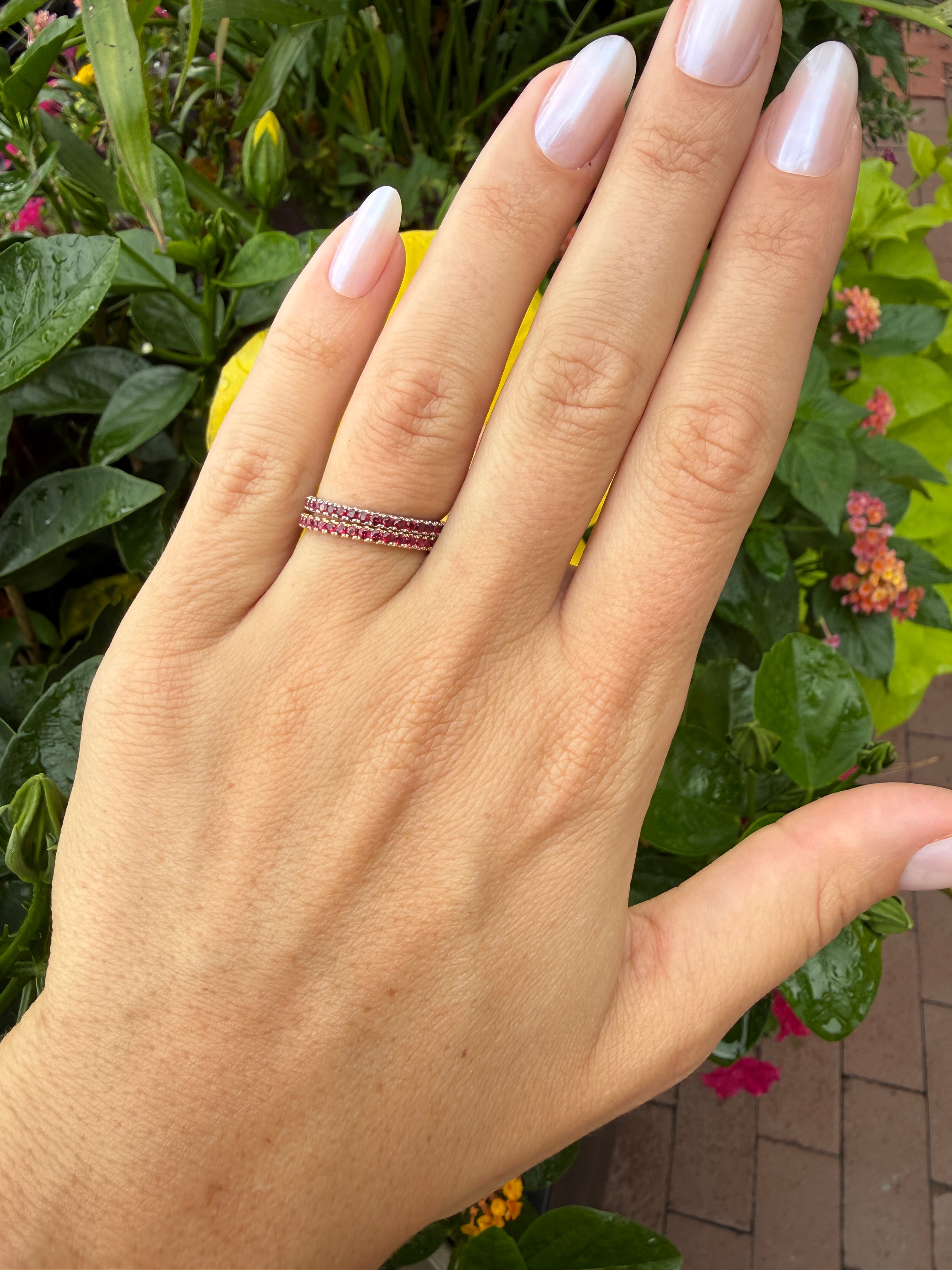 Ruby Pave Ring in 14K White Gold, Size 6.5