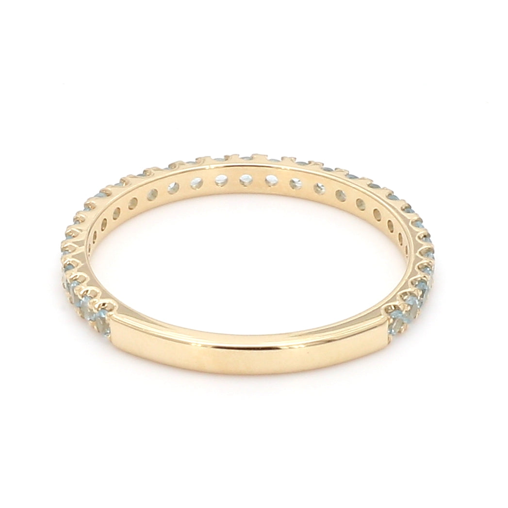 Blue Topaz Pave Ring in 14K Yellow Gold, Size 6.5