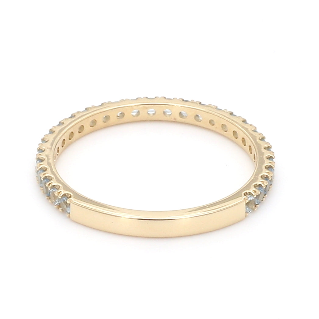 Aquamarine Pave Ring in 14K Yellow Gold, Size 6.5