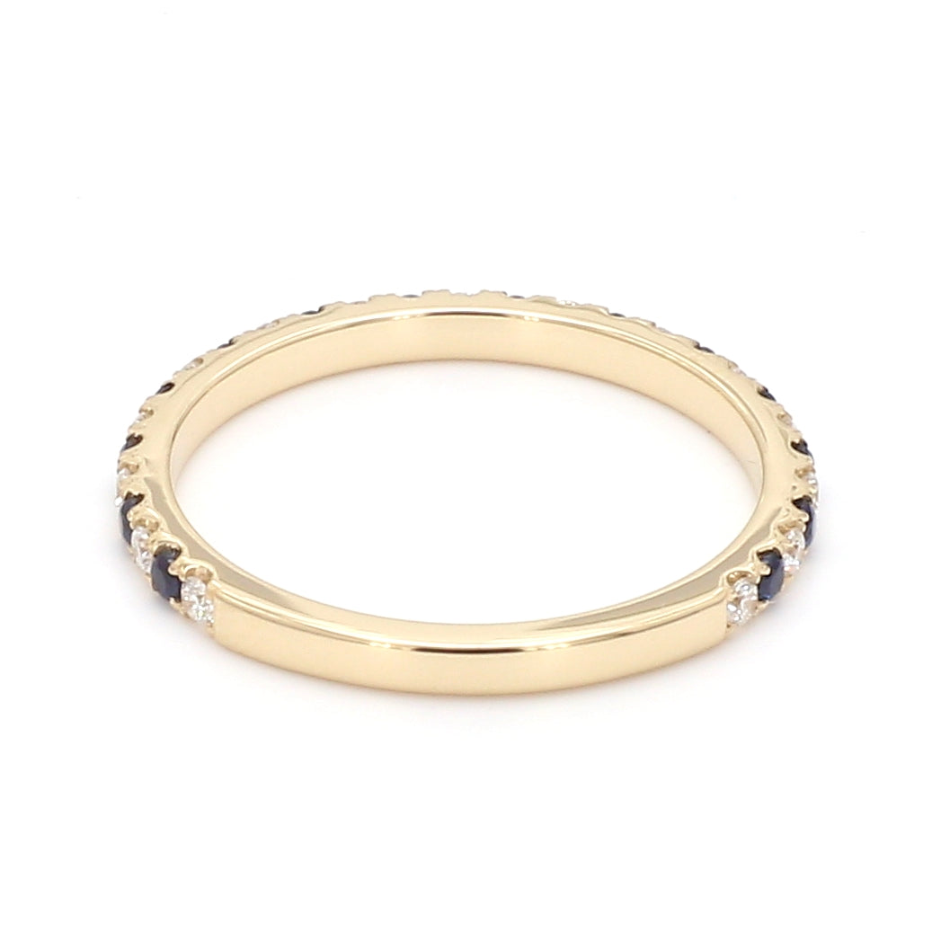 Alternating Sapphire Diamond Ring in 14K Yellow Gold, Size 6.5
