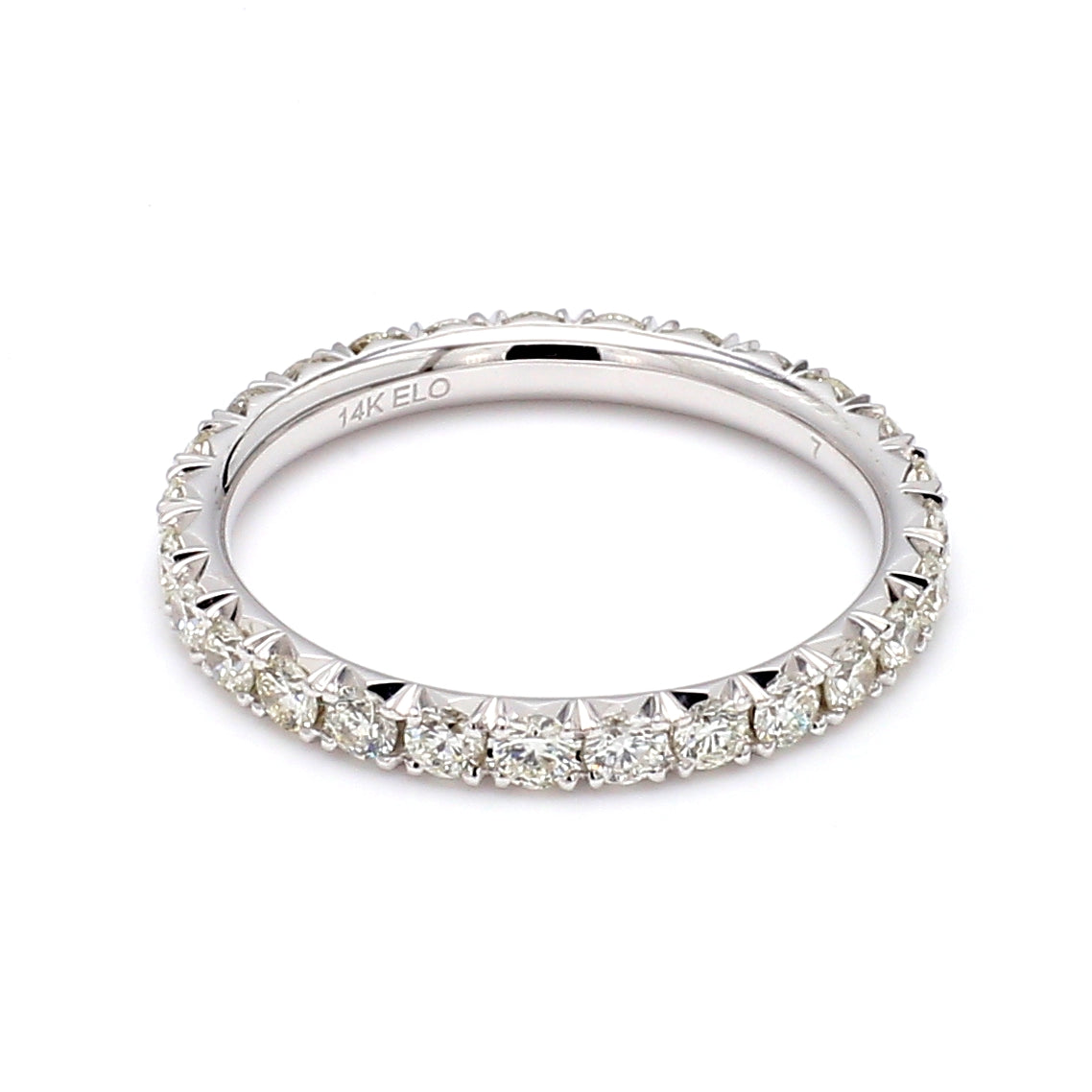 Prong Set 1.00CT Diamond Eternity Band in 14K White Gold, Size 7