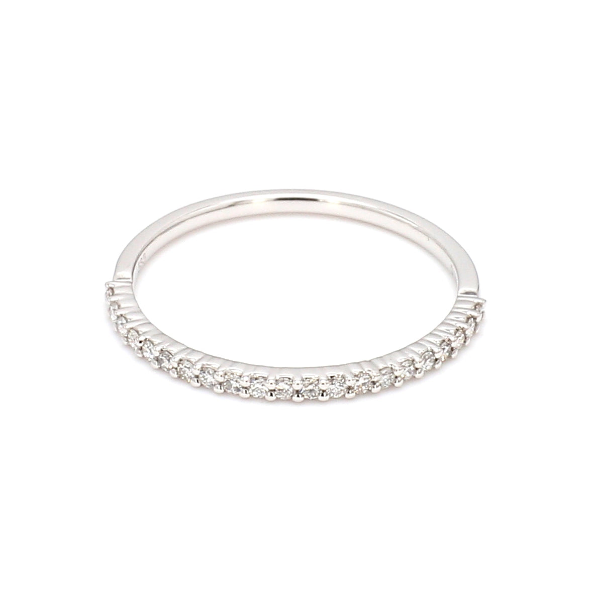 Halfway Shared Prong 0.15CT Diamond Band in 14K White Gold, Size 6