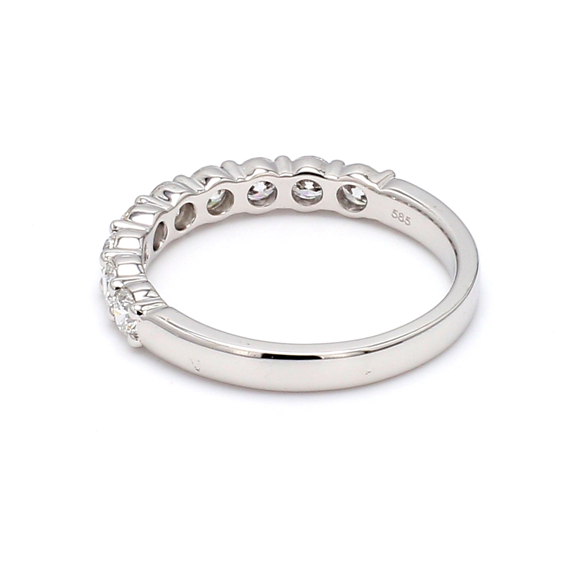 Halfway Shared Prong 0.75CT Diamond Band in 14K White Gold, Size 6