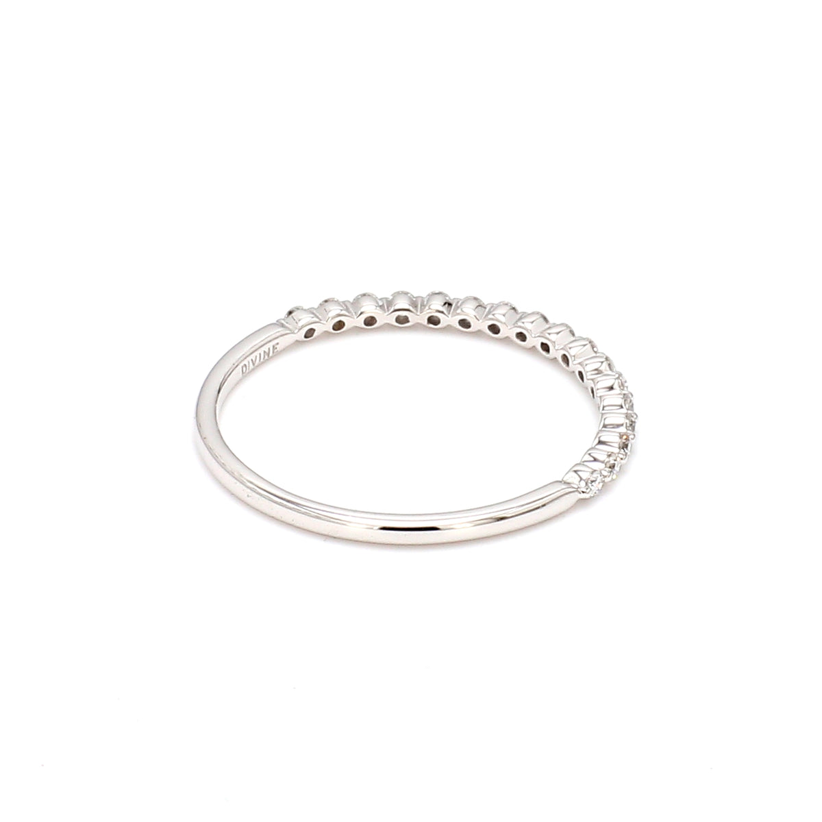 Halfway Single Prong 0.15CT Diamond Band in 14K White Gold, Size 6