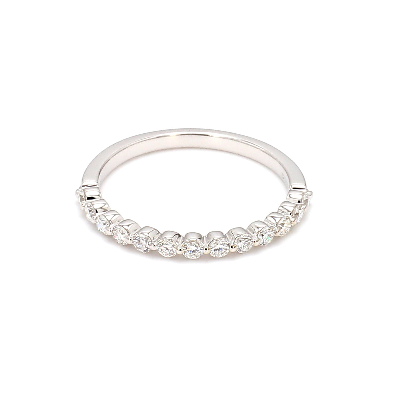 Halfway Single Prong 0.35CT Diamond Band in 14K White Gold, Size 6