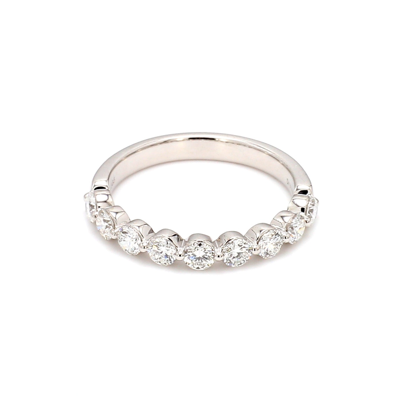 Halfway Single Prong 0.75CT Diamond Band in 14K White Gold, Size 6