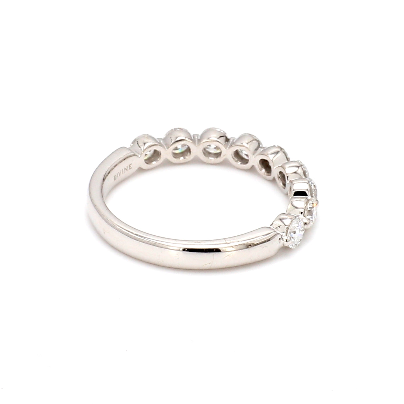 Halfway Single Prong 0.75CT Diamond Band in 14K White Gold, Size 6