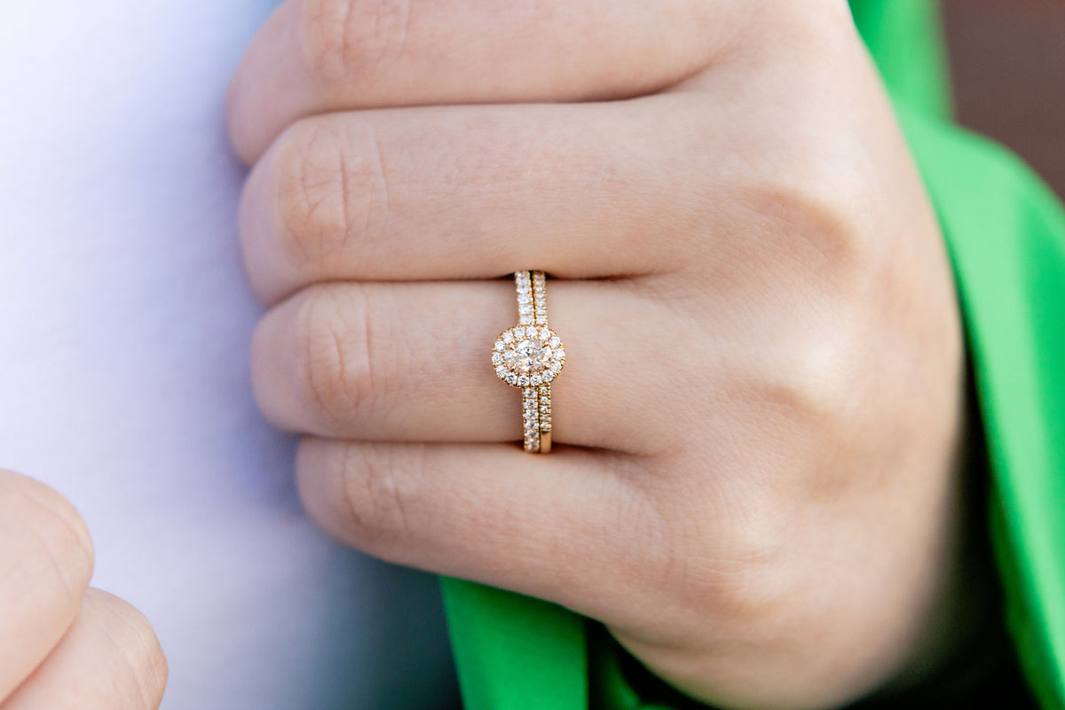 Halfway Single Cut 0.08CT Diamond Band in 14K Yellow Gold, Size 6